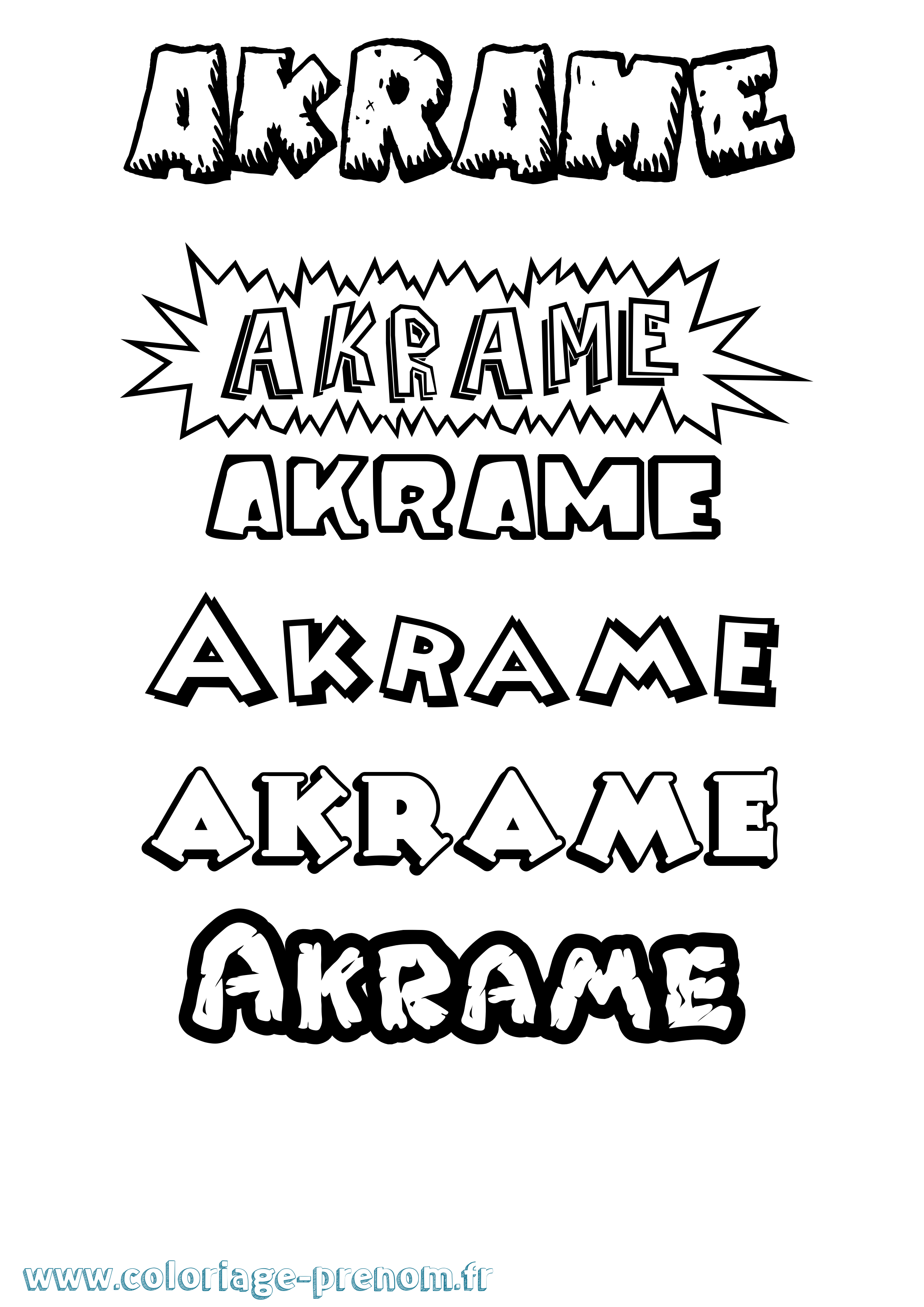 Coloriage prénom Akrame Dessin Animé