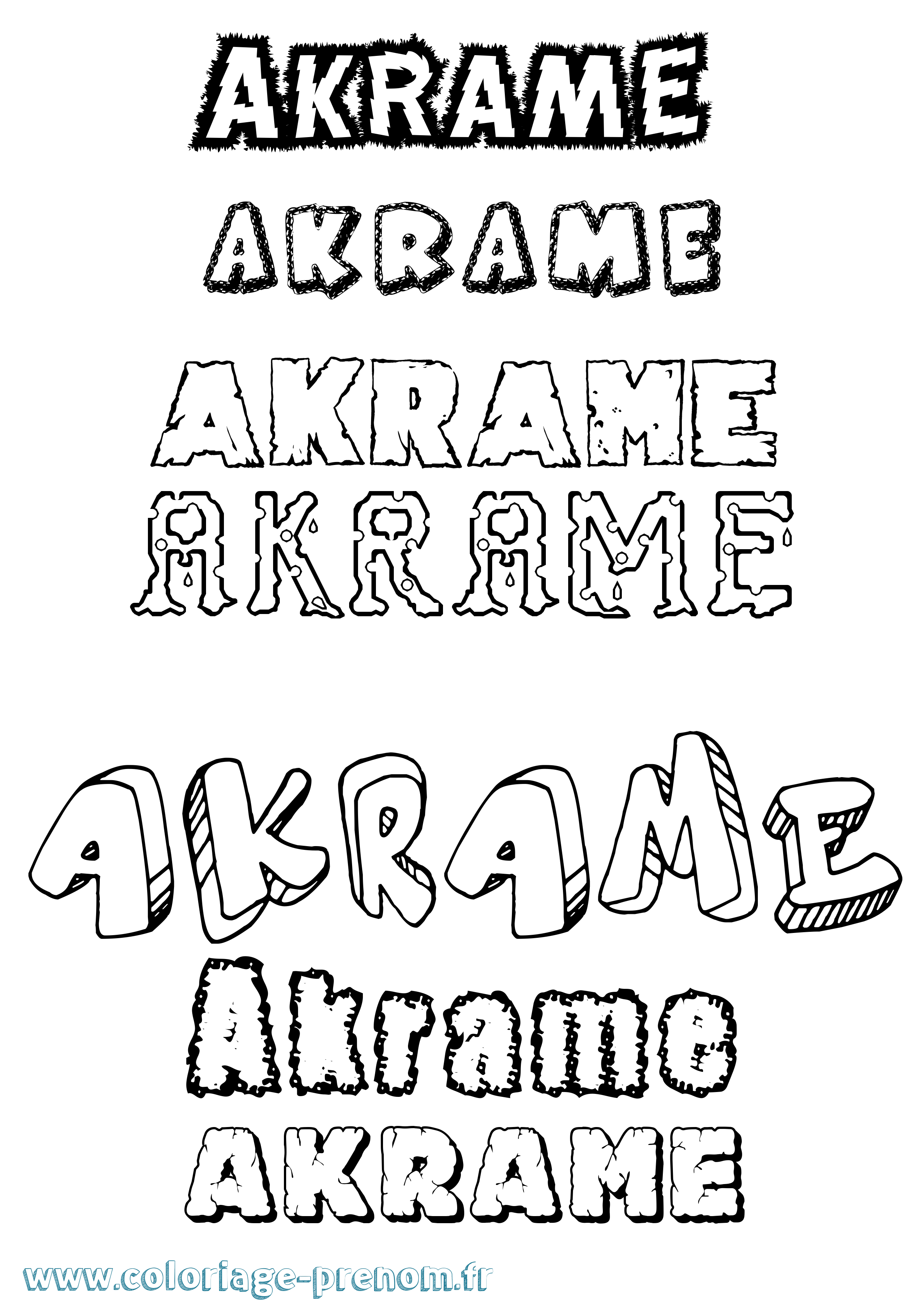 Coloriage prénom Akrame Destructuré