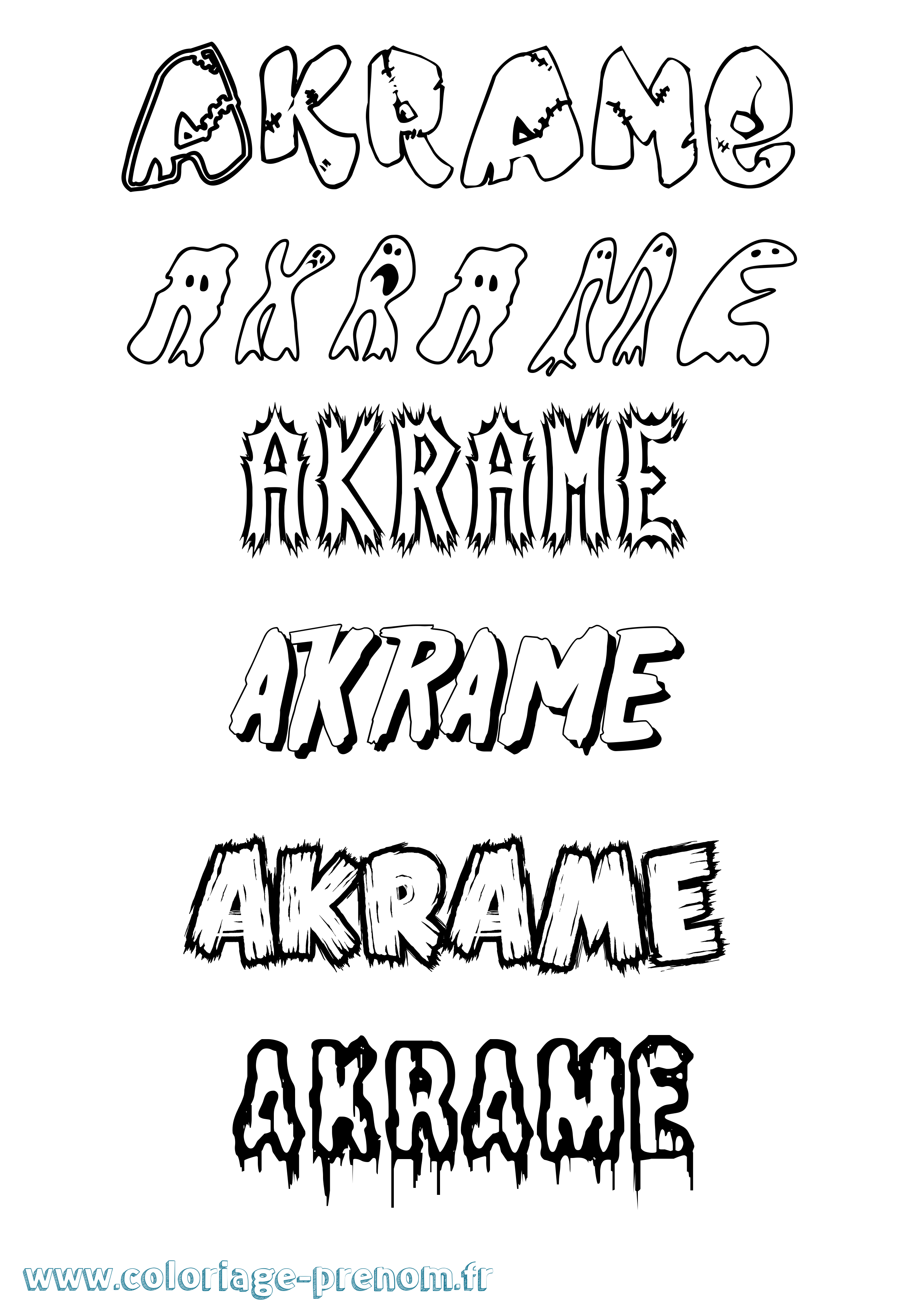 Coloriage prénom Akrame Frisson