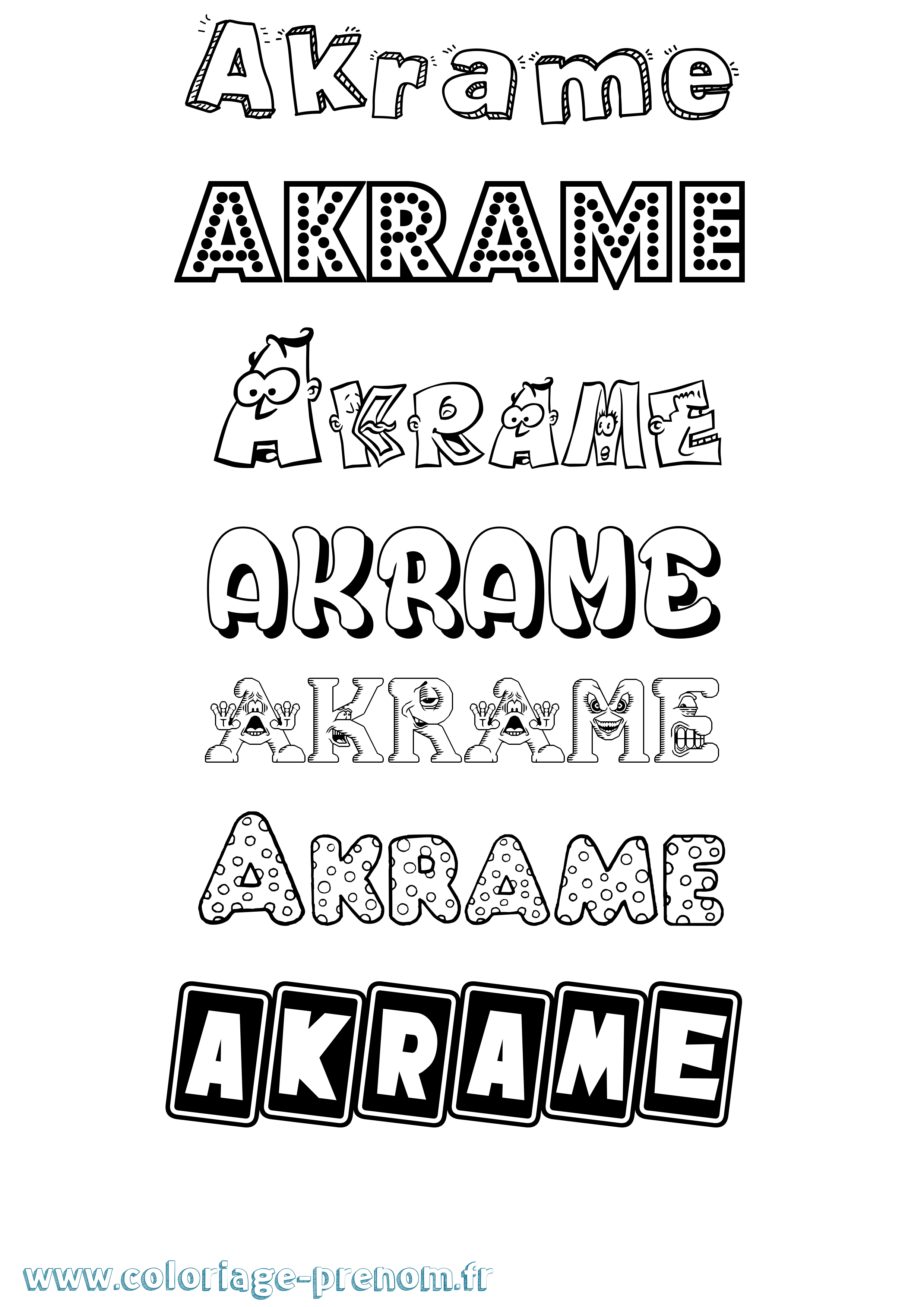 Coloriage prénom Akrame Fun