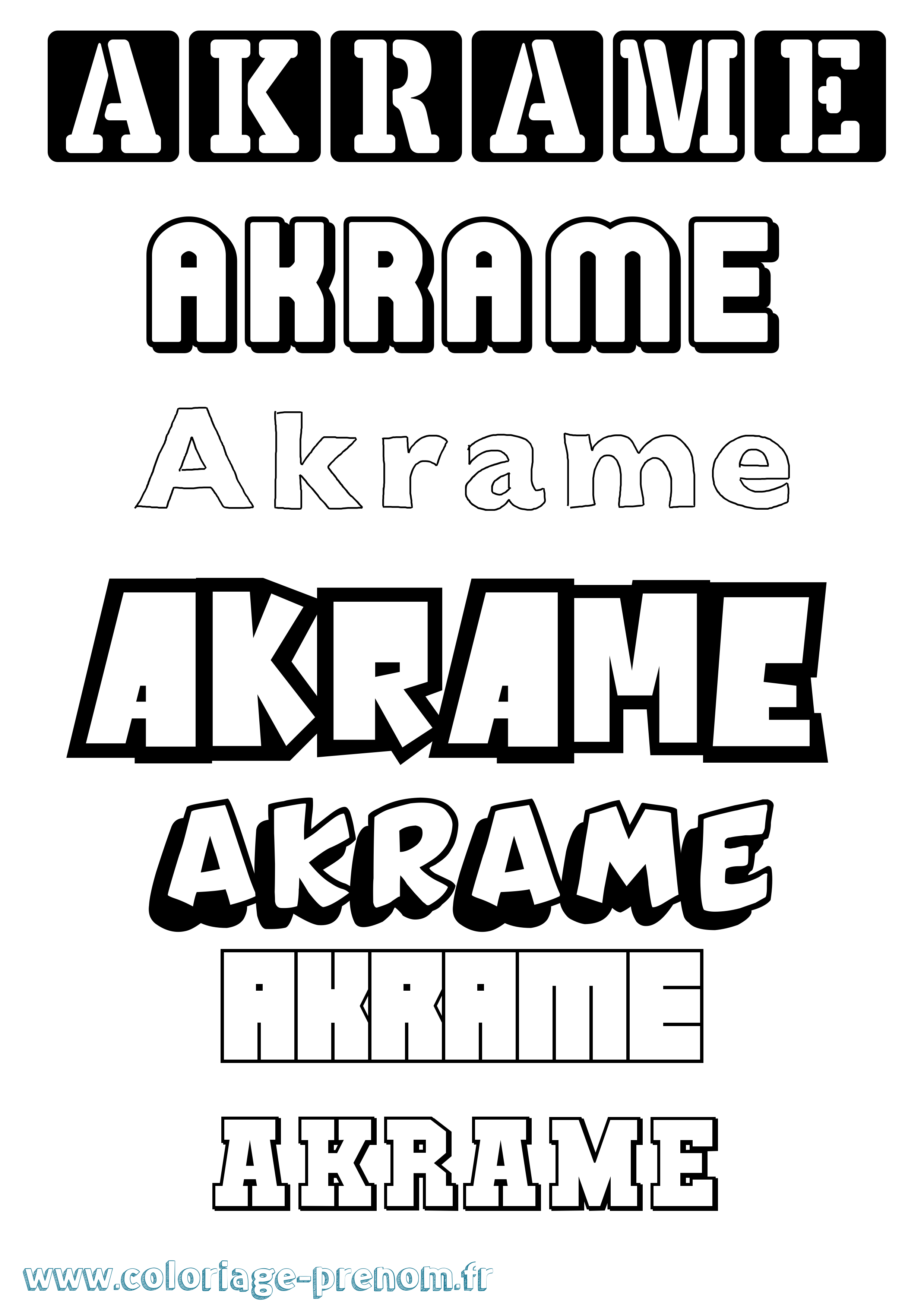 Coloriage prénom Akrame Simple