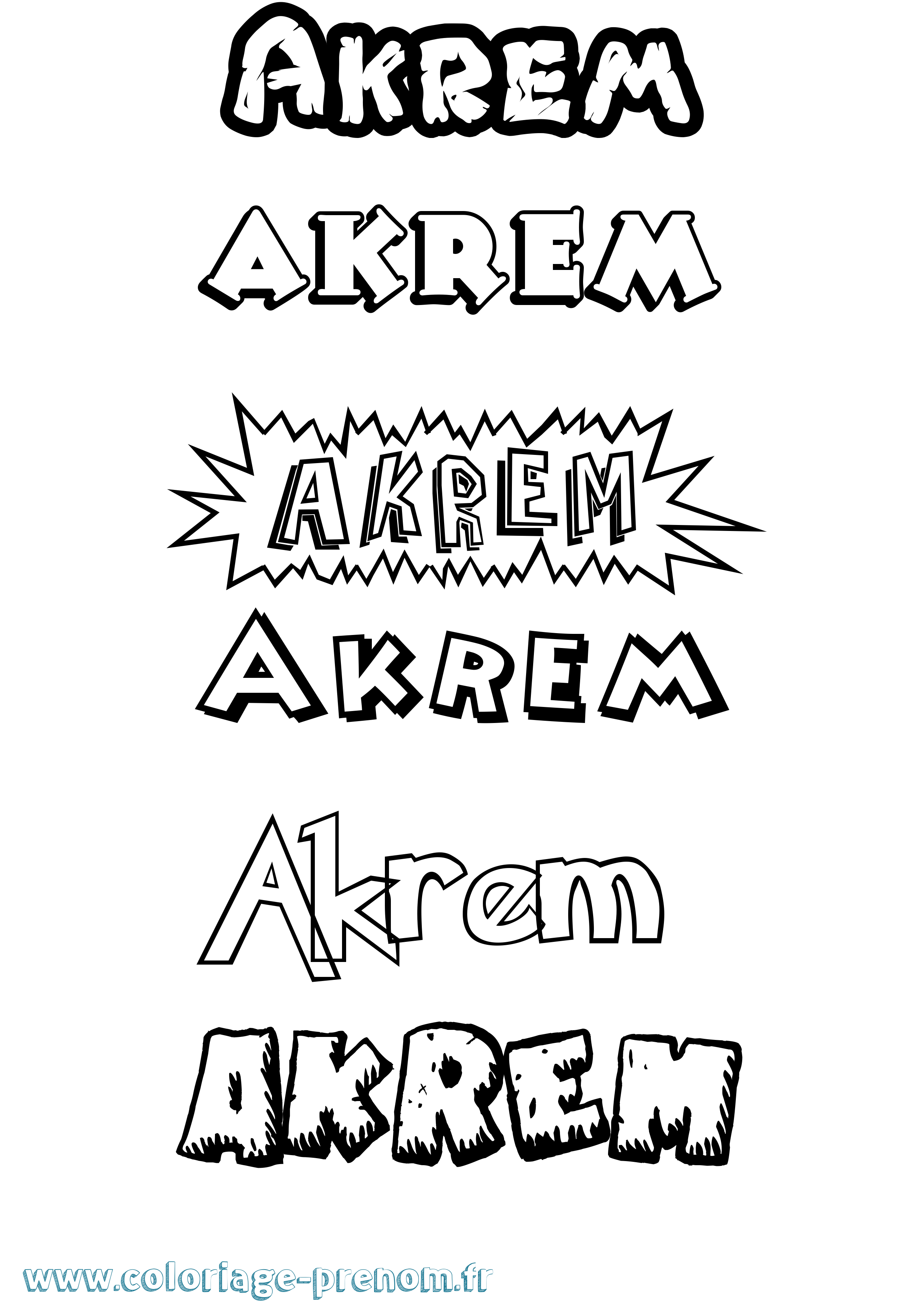 Coloriage prénom Akrem Dessin Animé