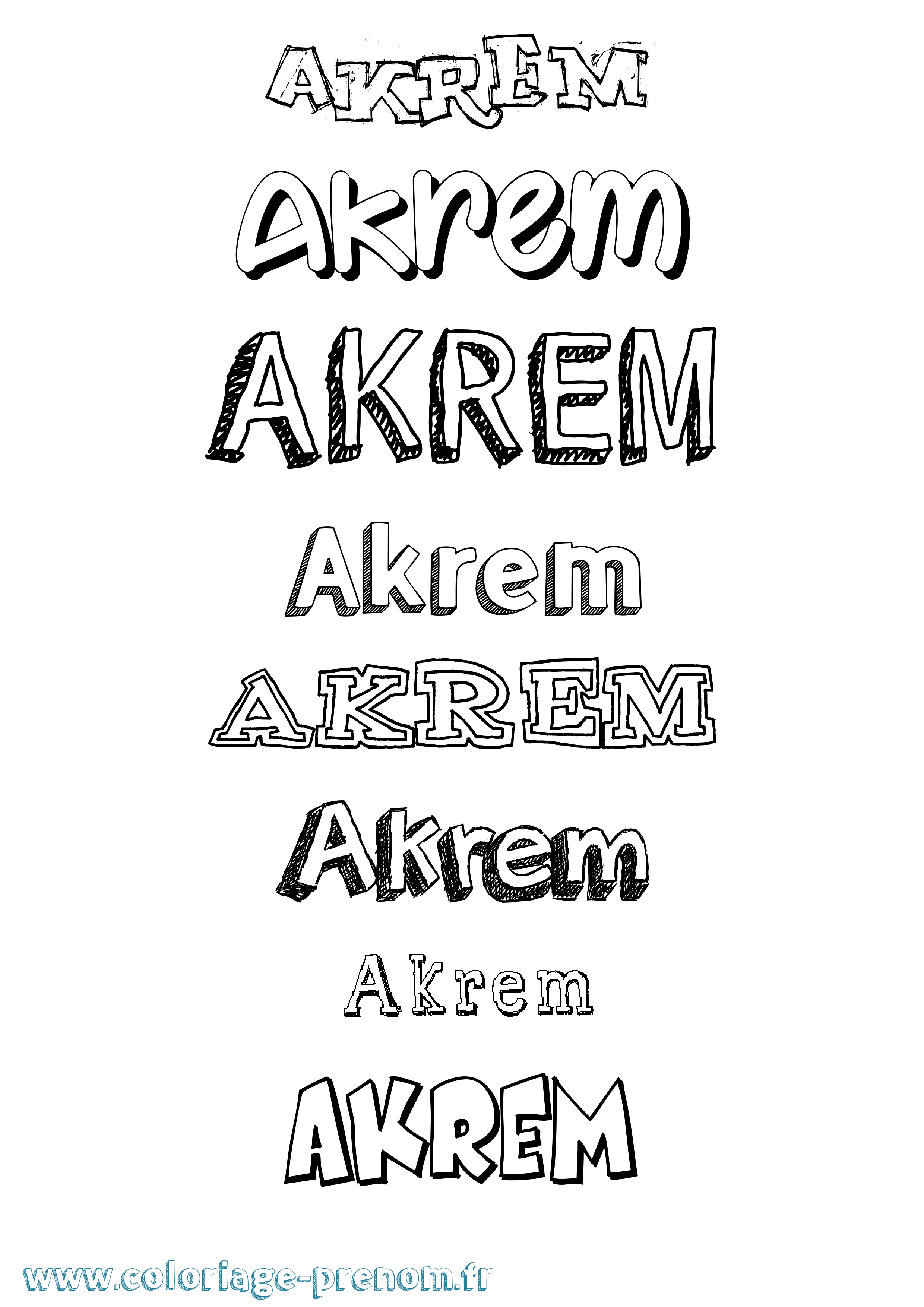 Coloriage prénom Akrem Dessiné