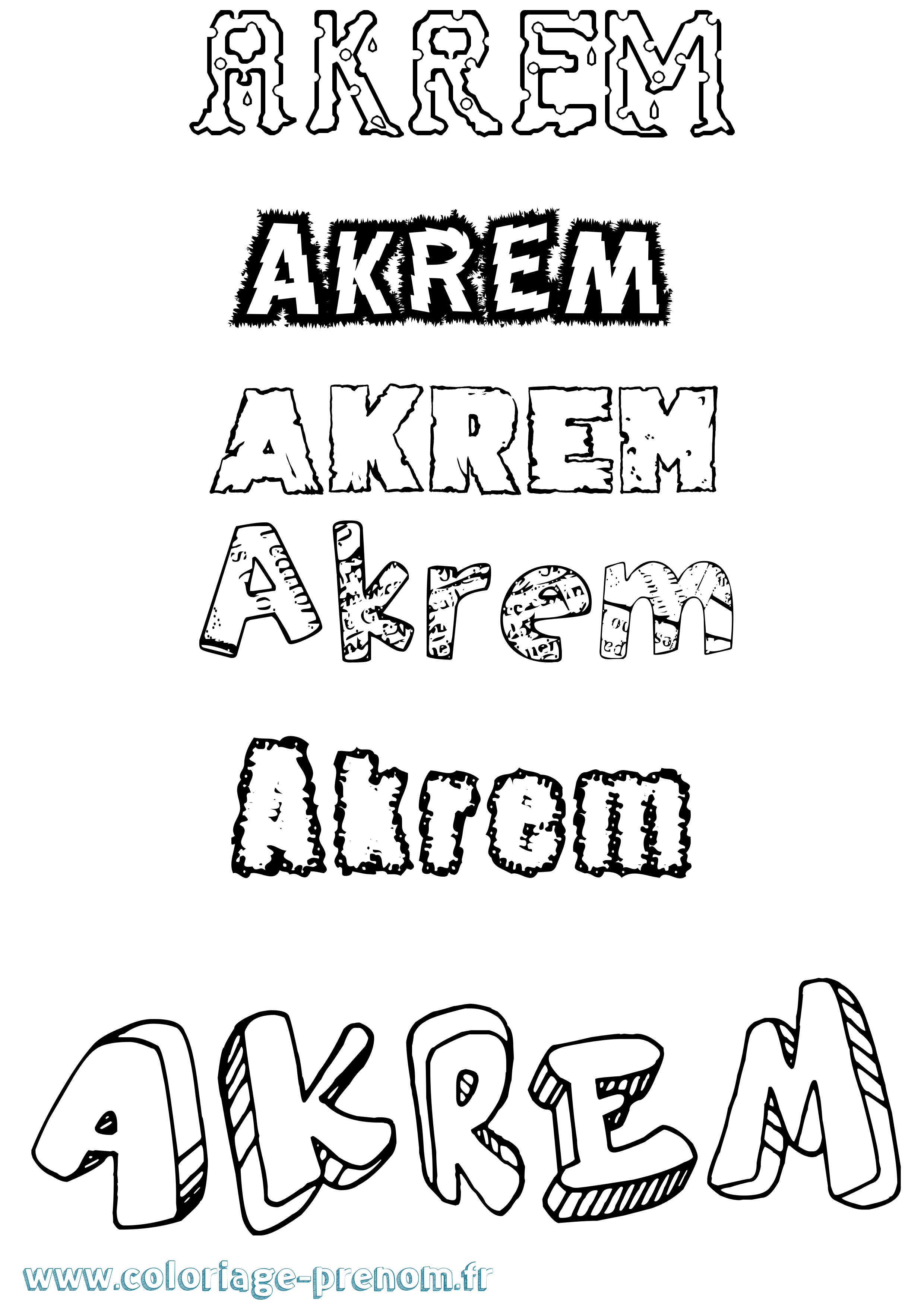 Coloriage prénom Akrem Destructuré