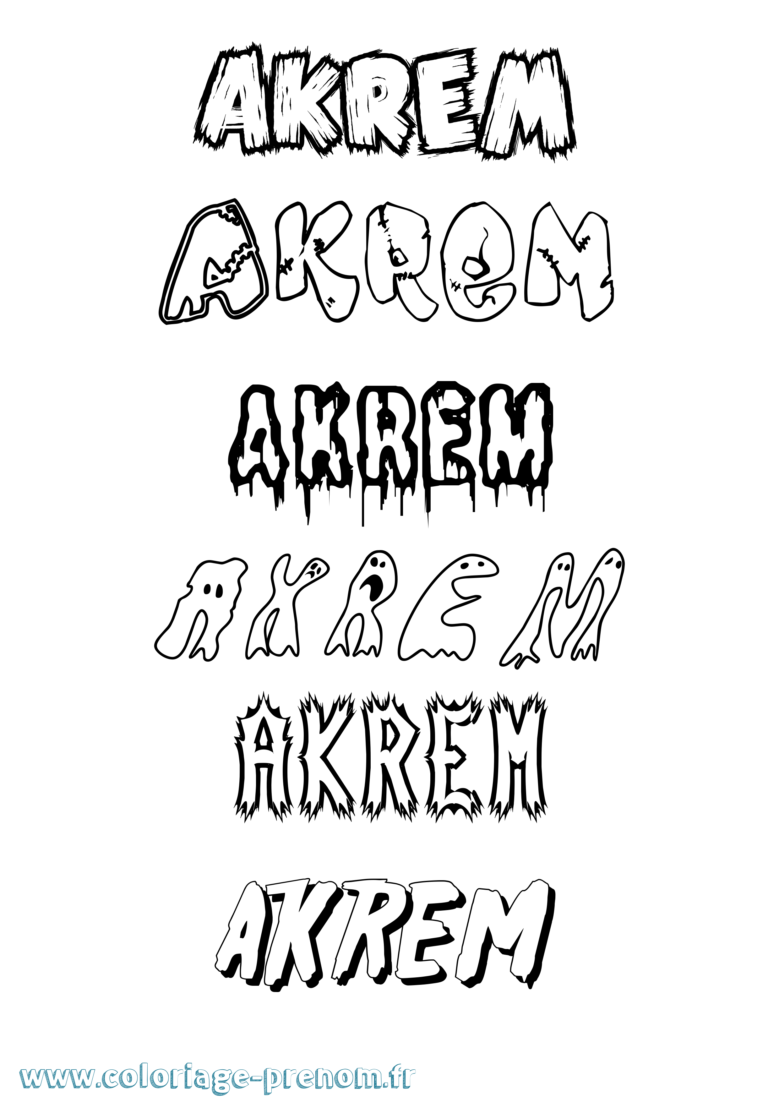 Coloriage prénom Akrem Frisson