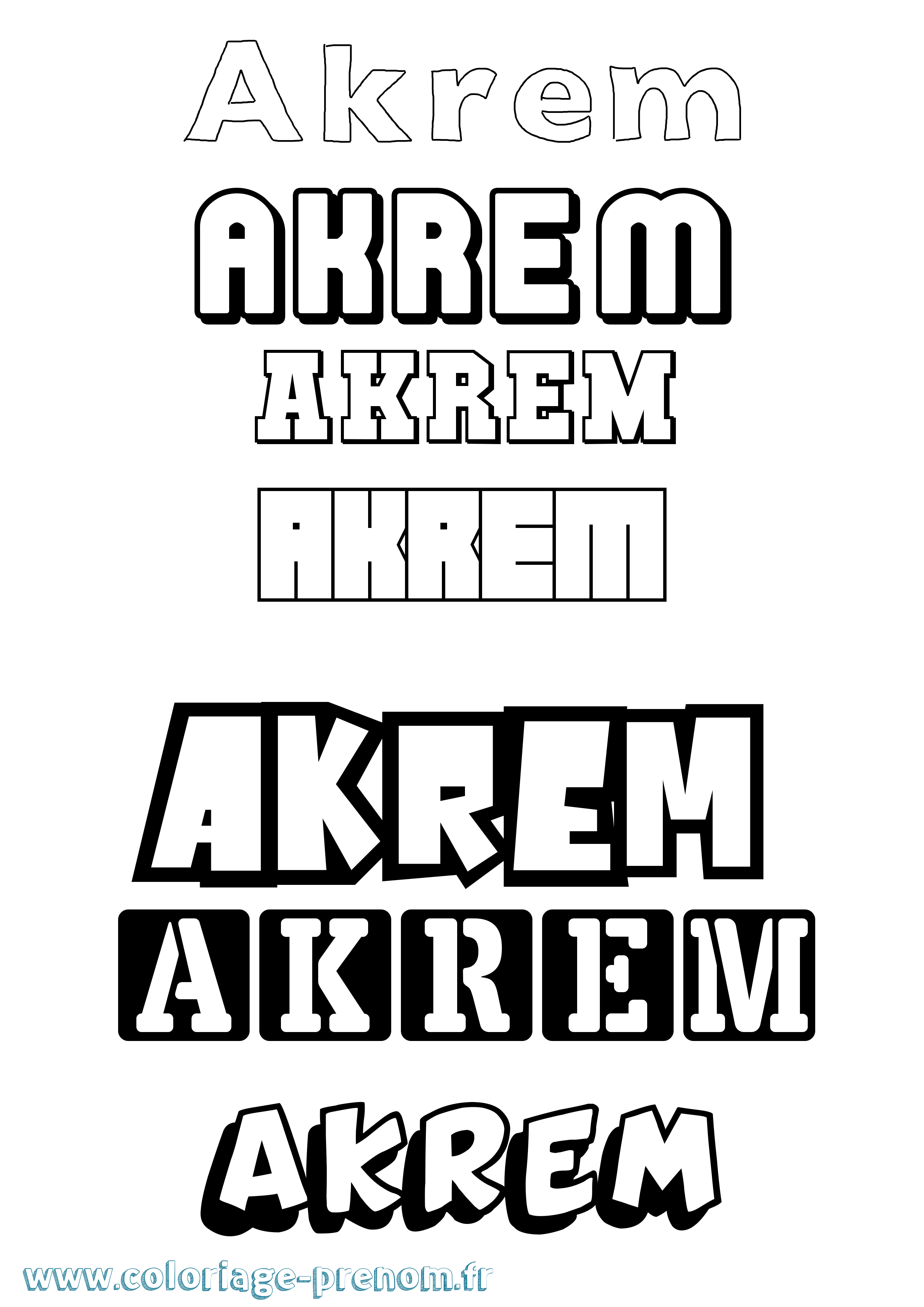 Coloriage prénom Akrem Simple