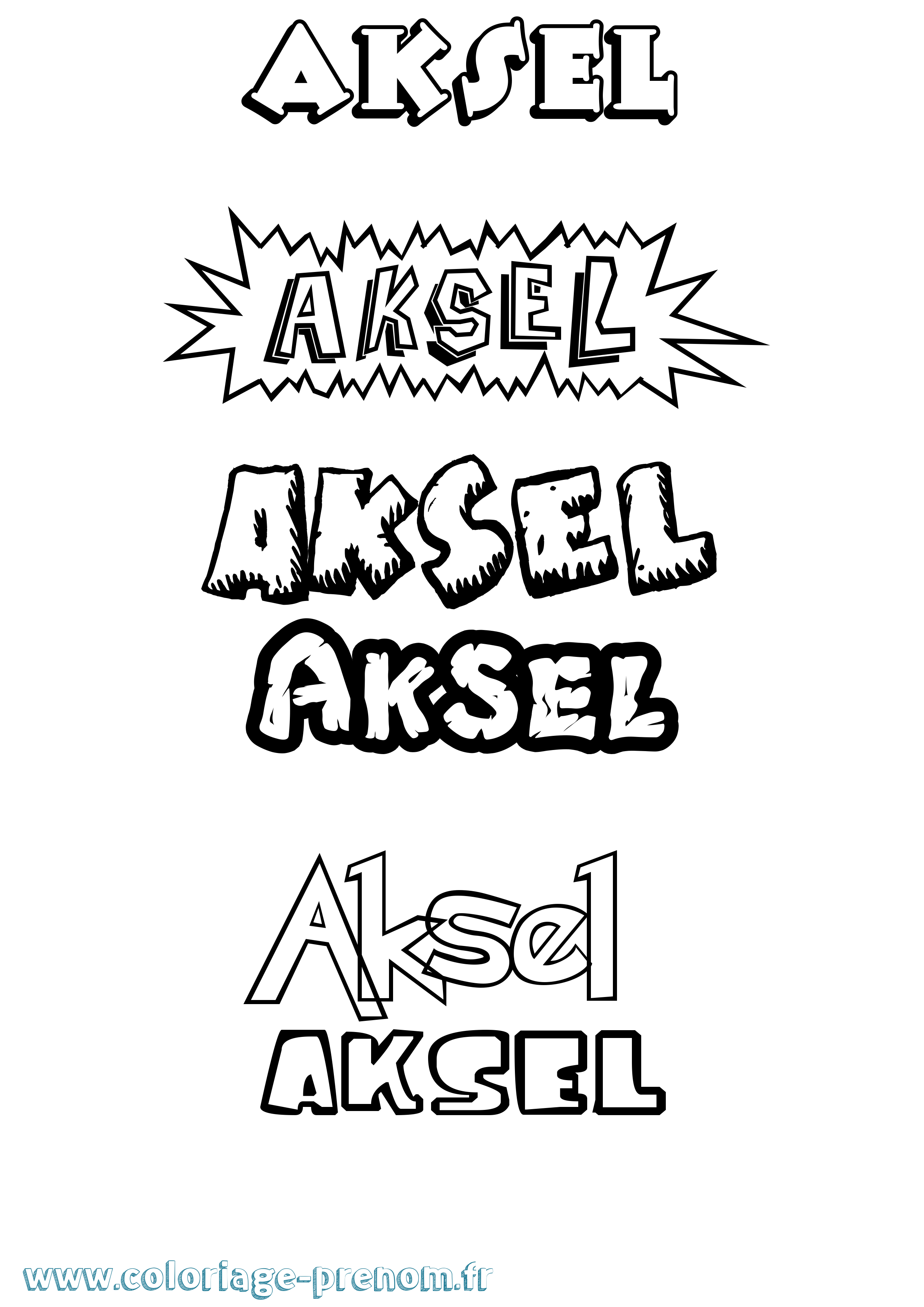 Coloriage prénom Aksel Dessin Animé