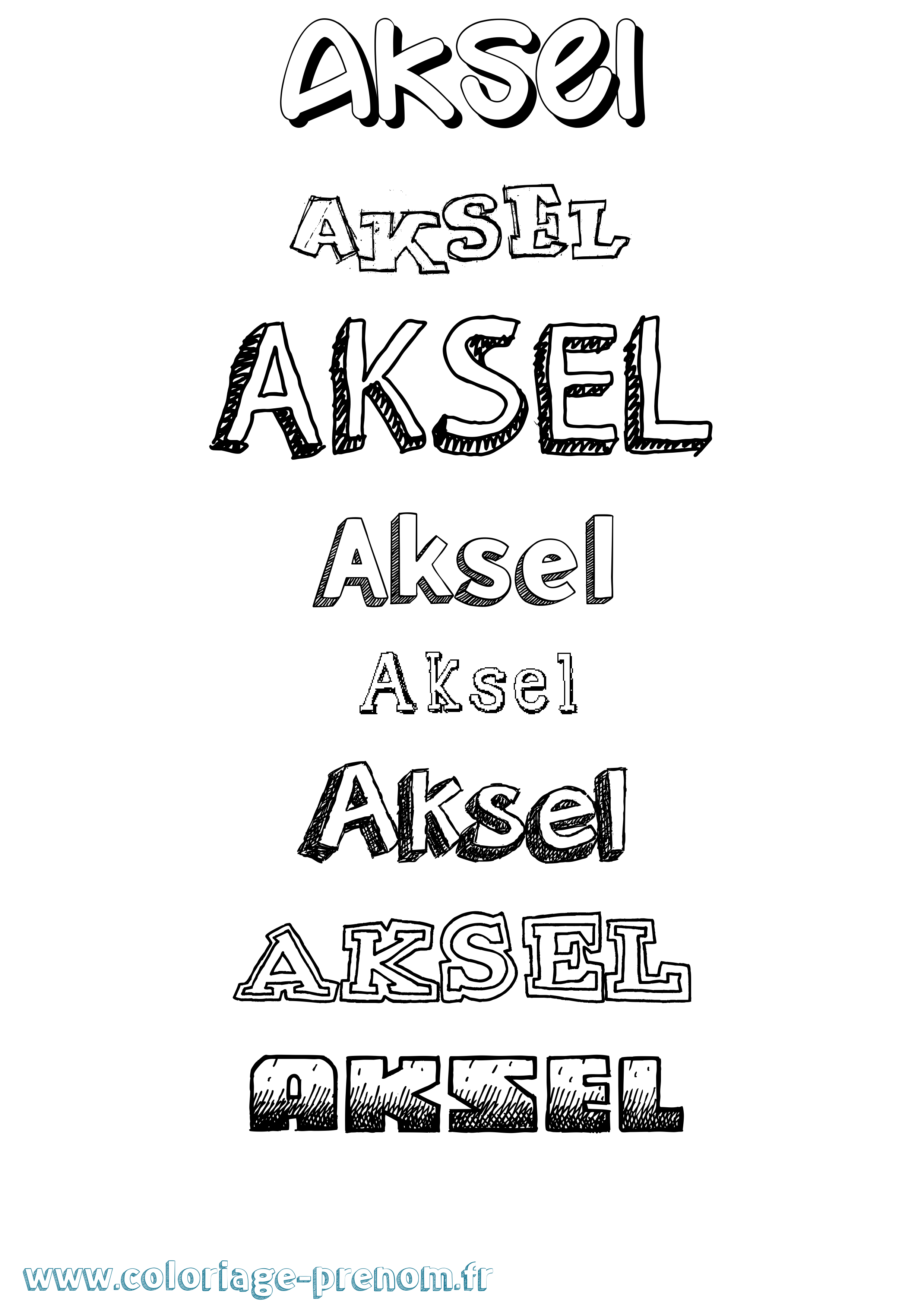 Coloriage prénom Aksel Dessiné