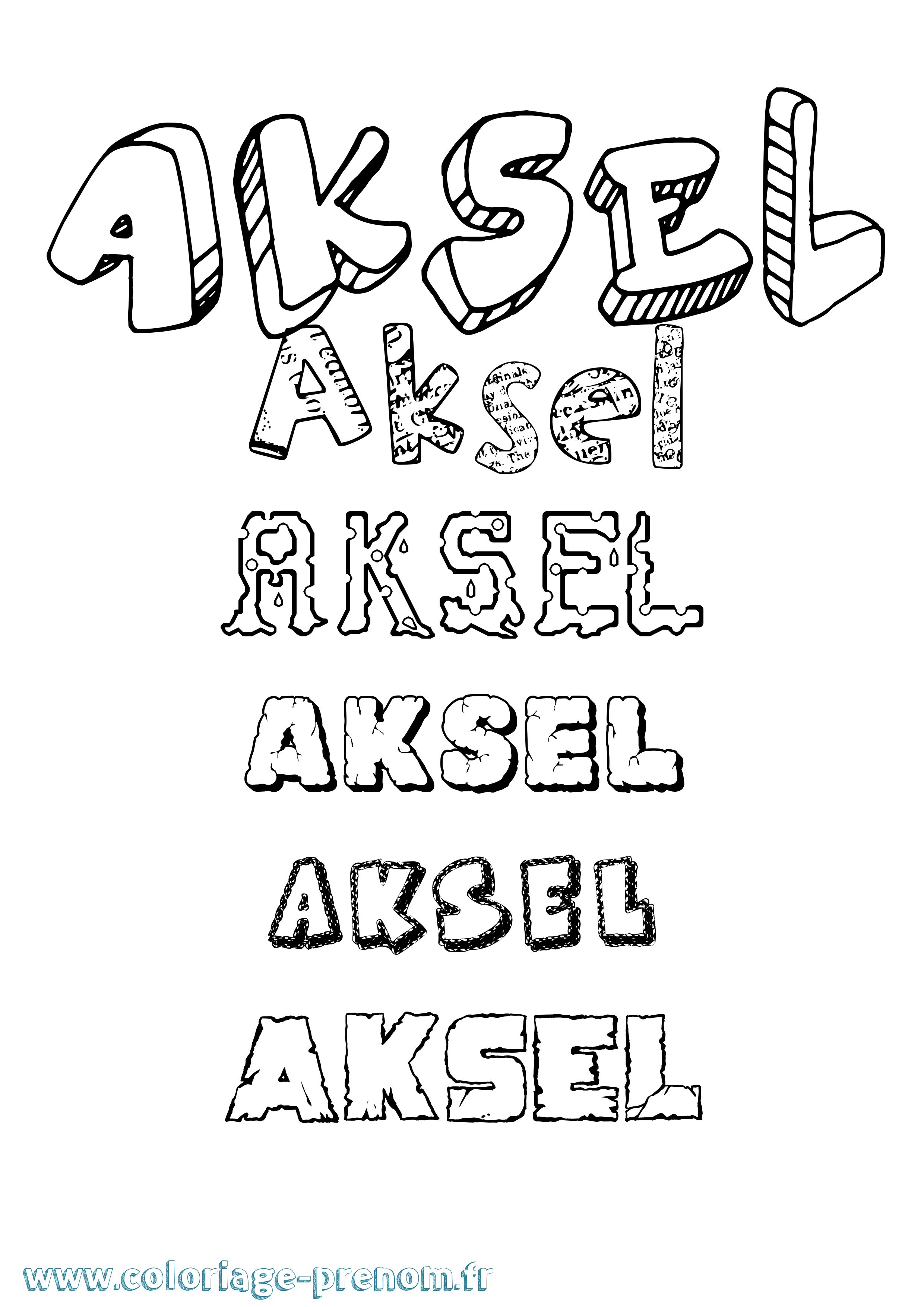 Coloriage prénom Aksel Destructuré