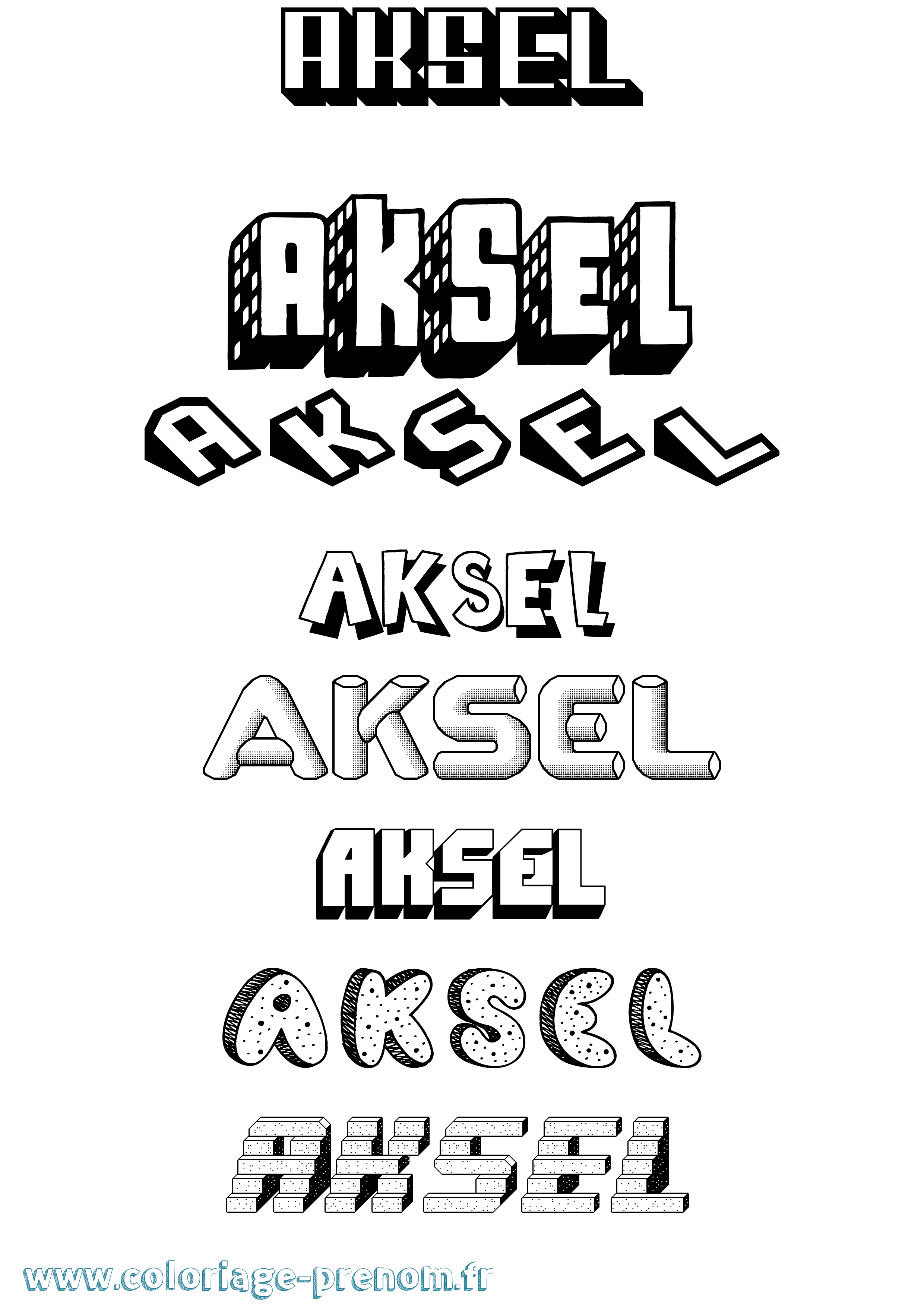 Coloriage prénom Aksel Effet 3D