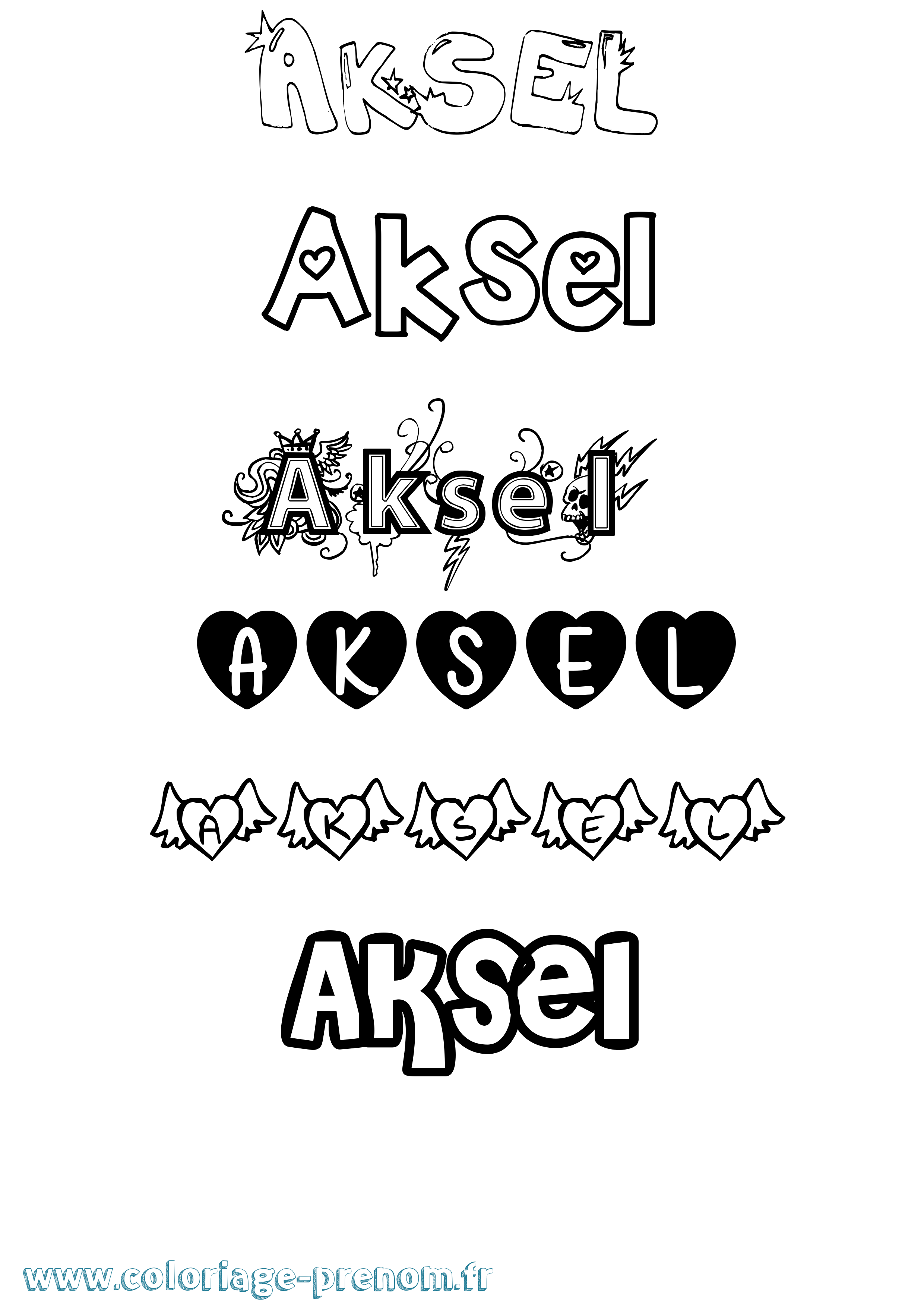 Coloriage prénom Aksel Girly