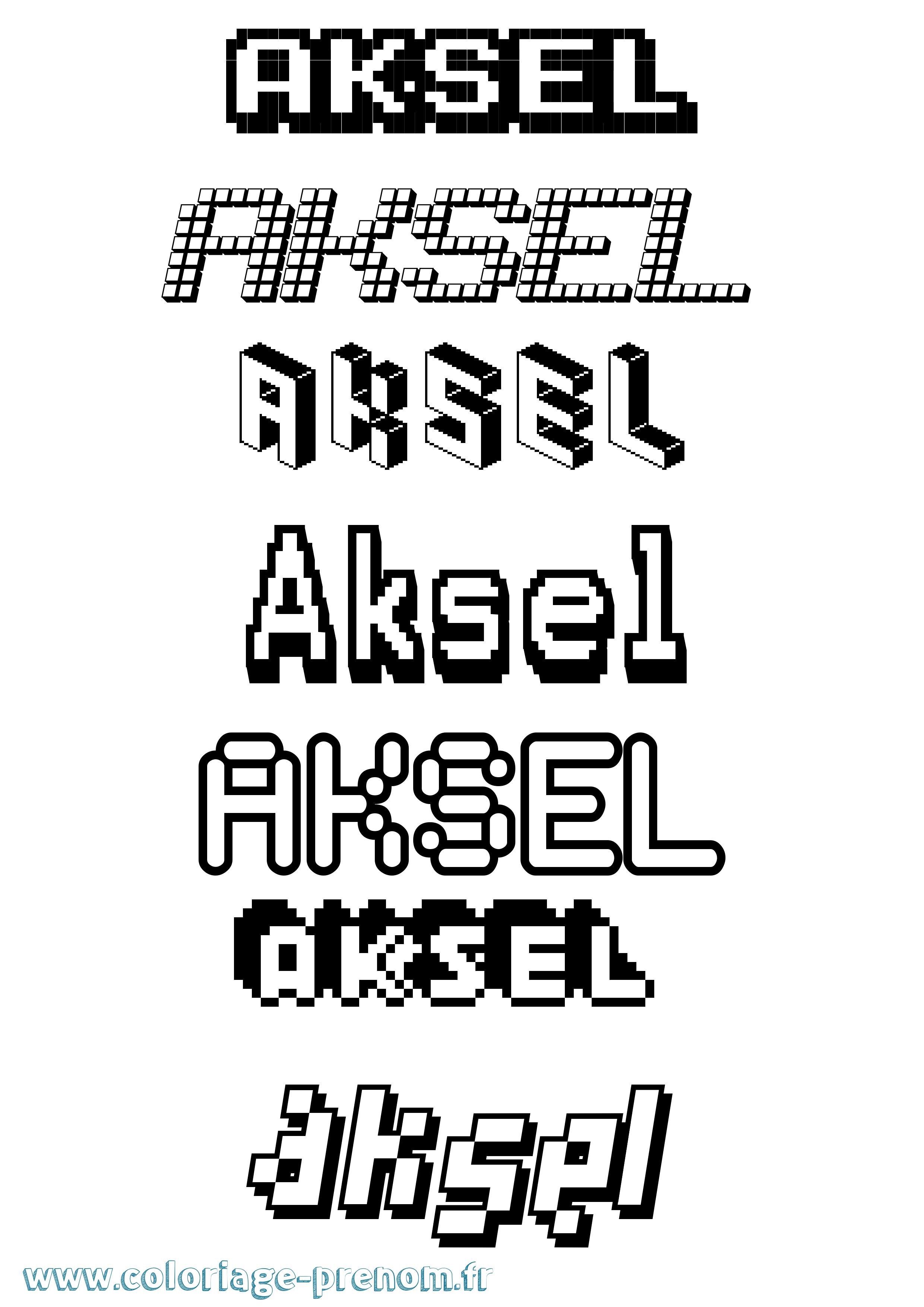 Coloriage prénom Aksel Pixel