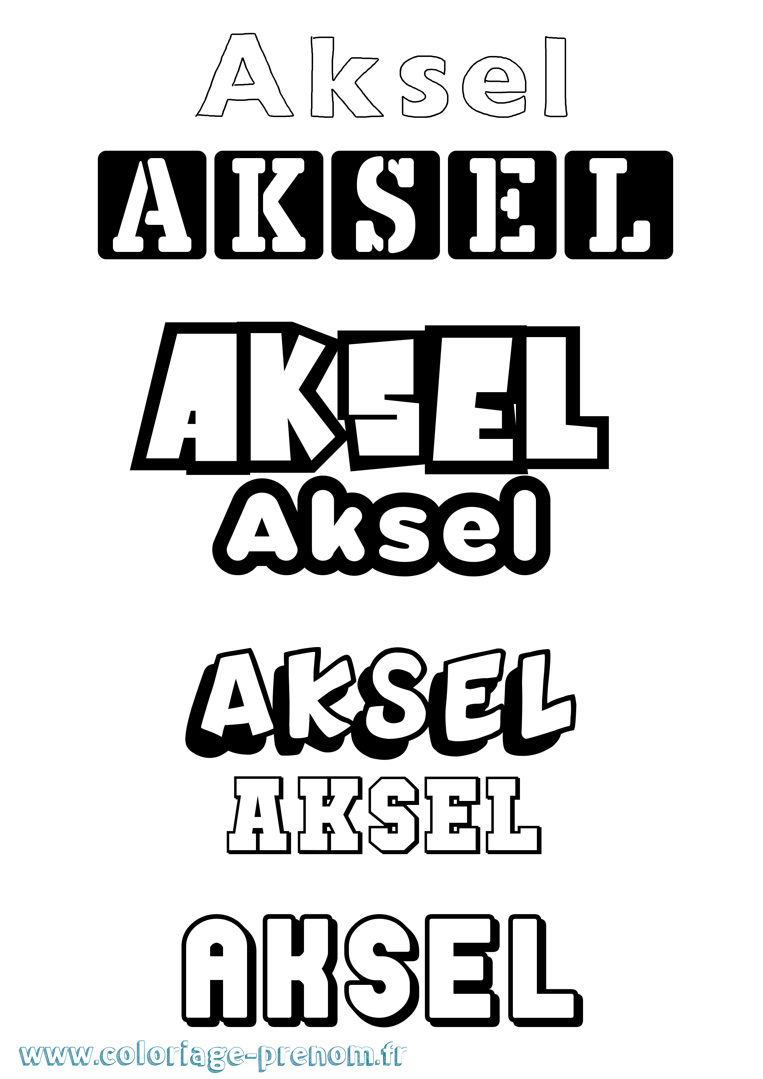 Coloriage prénom Aksel Simple