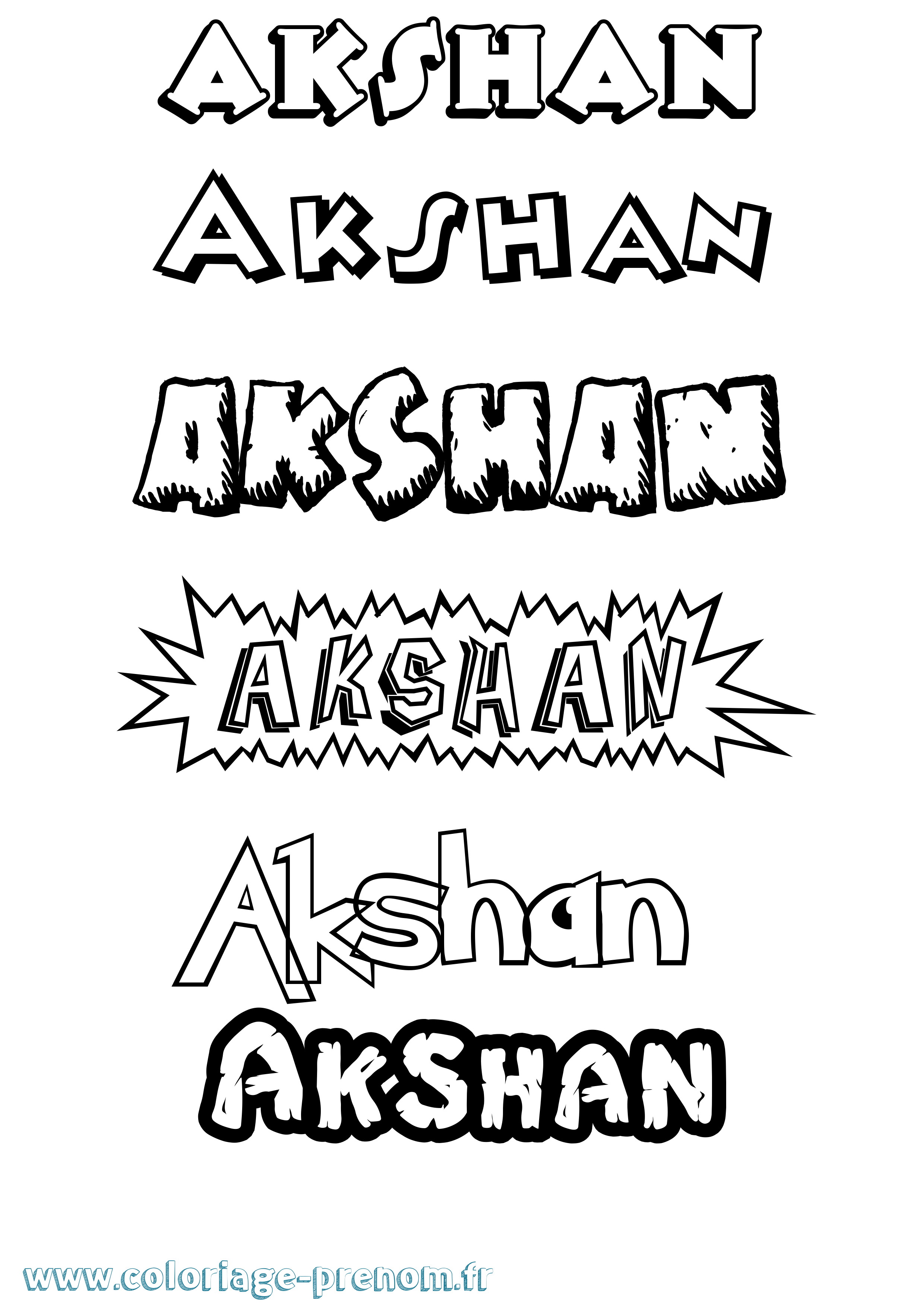 Coloriage prénom Akshan Dessin Animé
