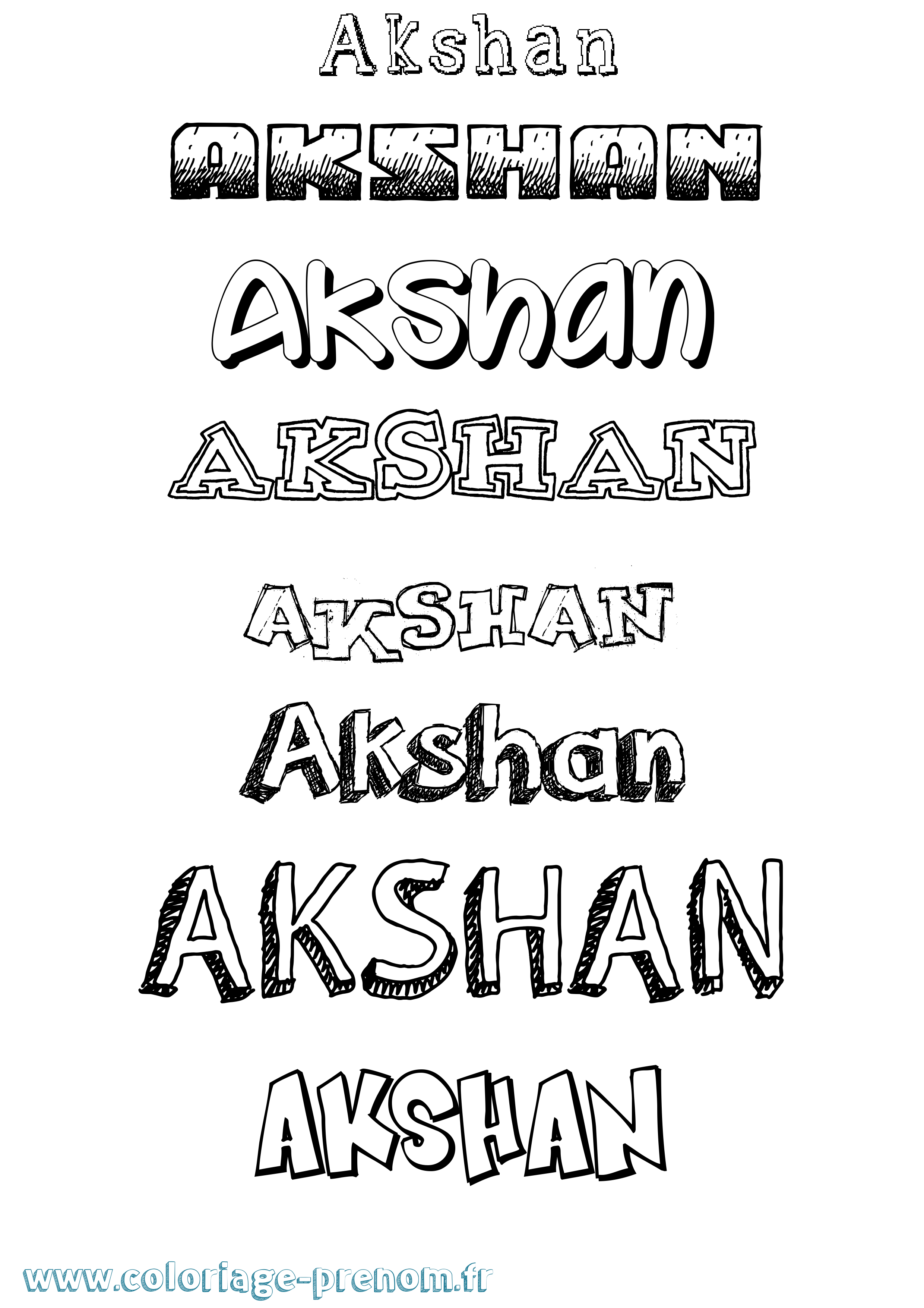 Coloriage prénom Akshan Dessiné
