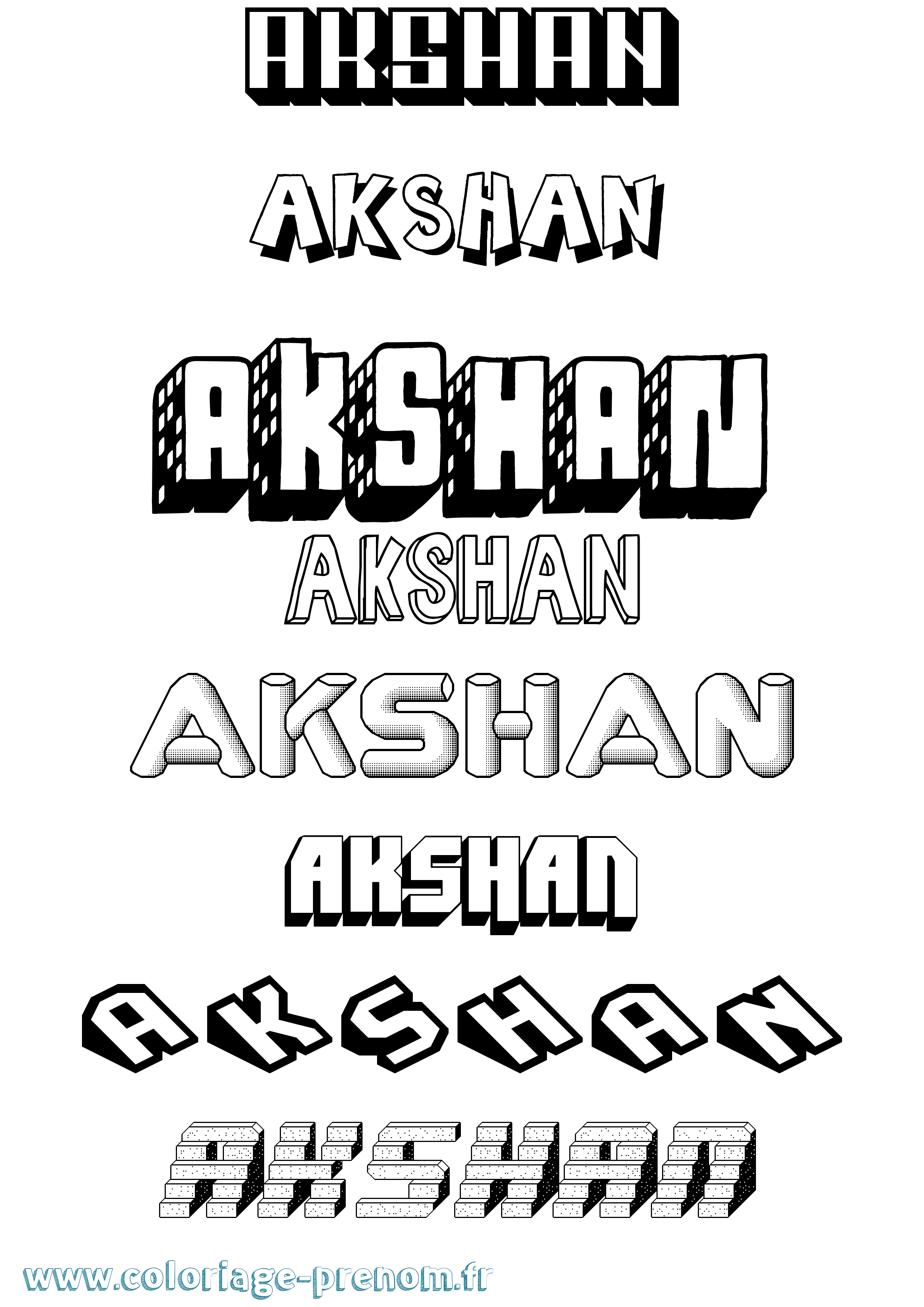 Coloriage prénom Akshan Effet 3D
