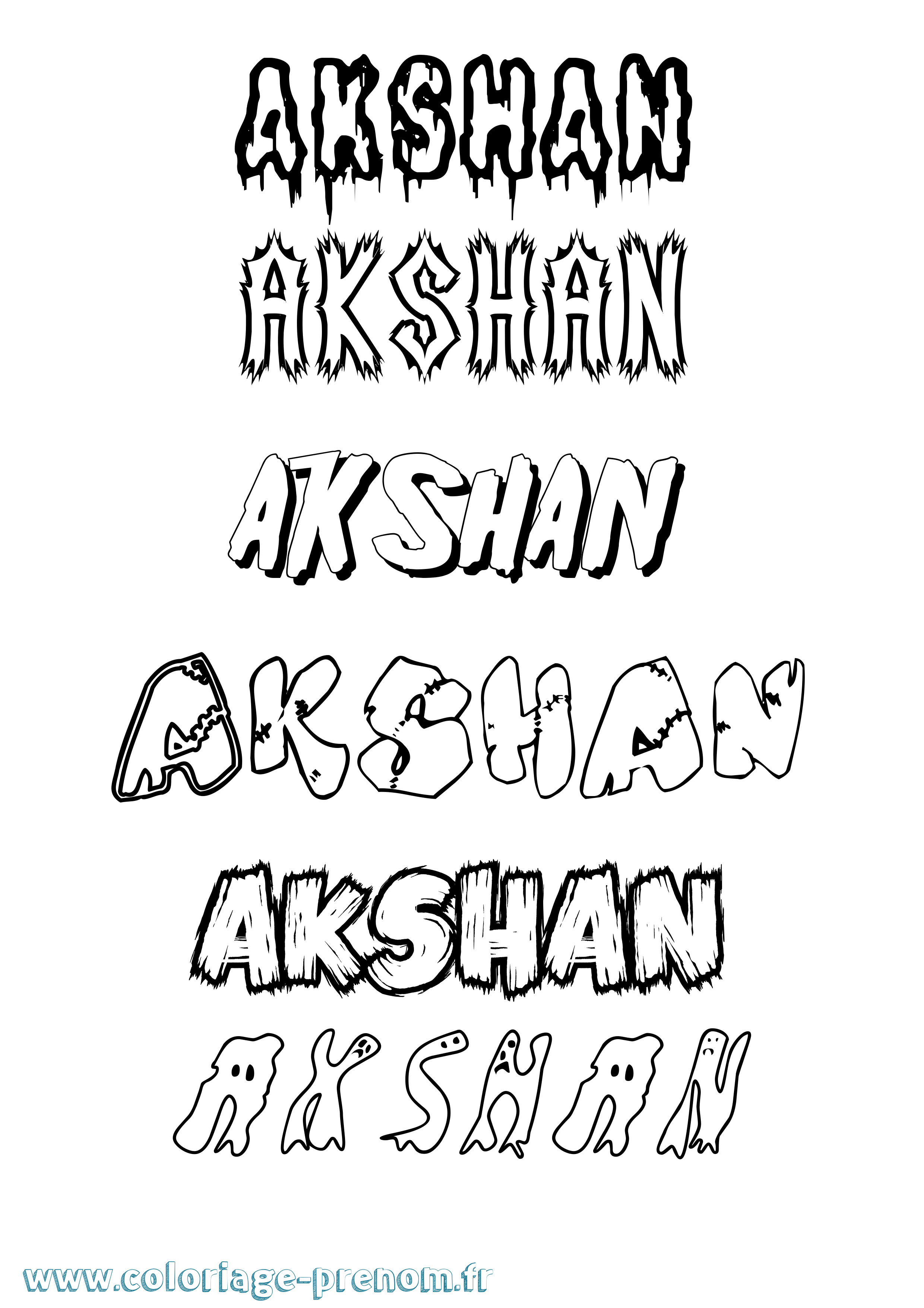 Coloriage prénom Akshan Frisson