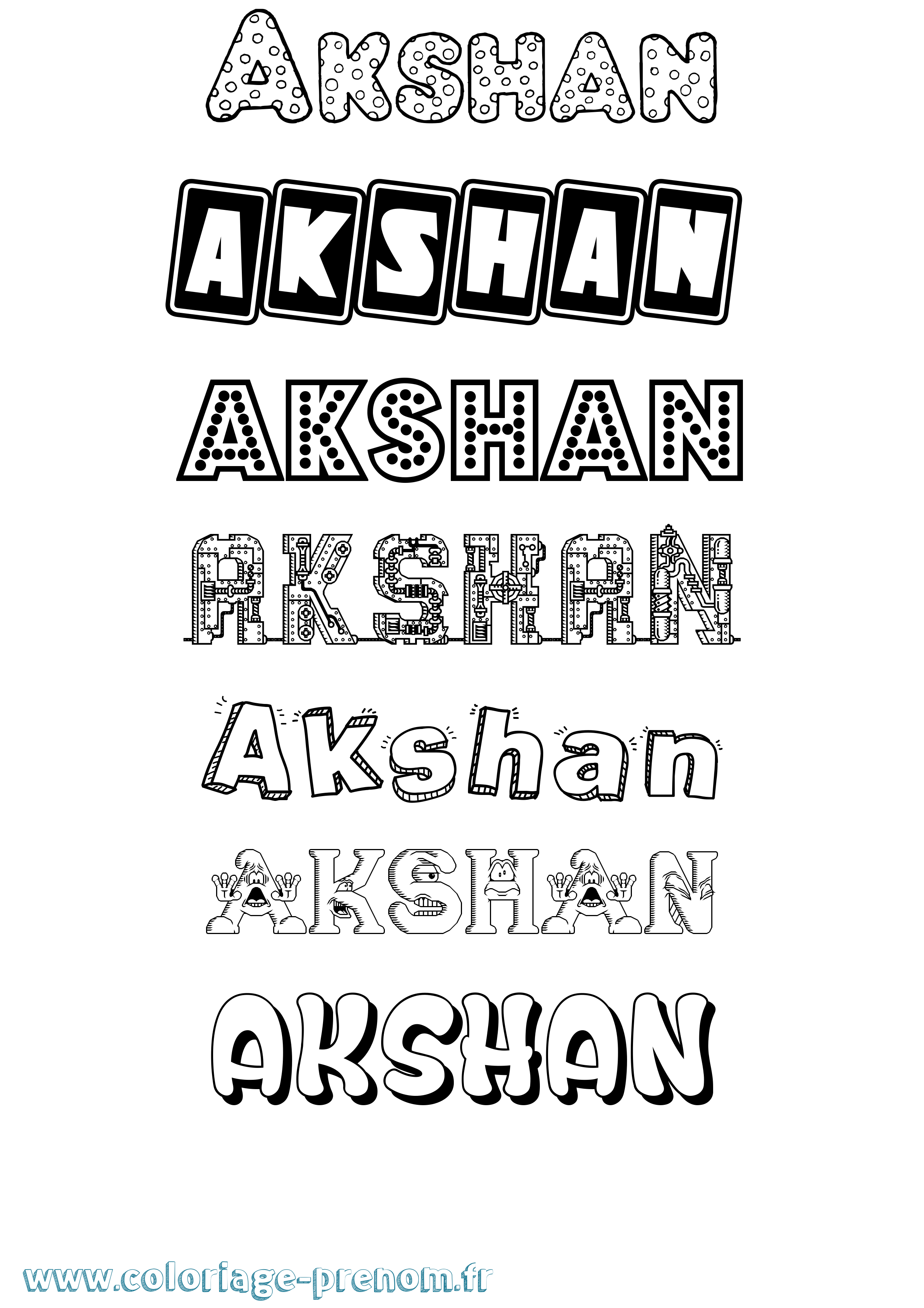 Coloriage prénom Akshan Fun