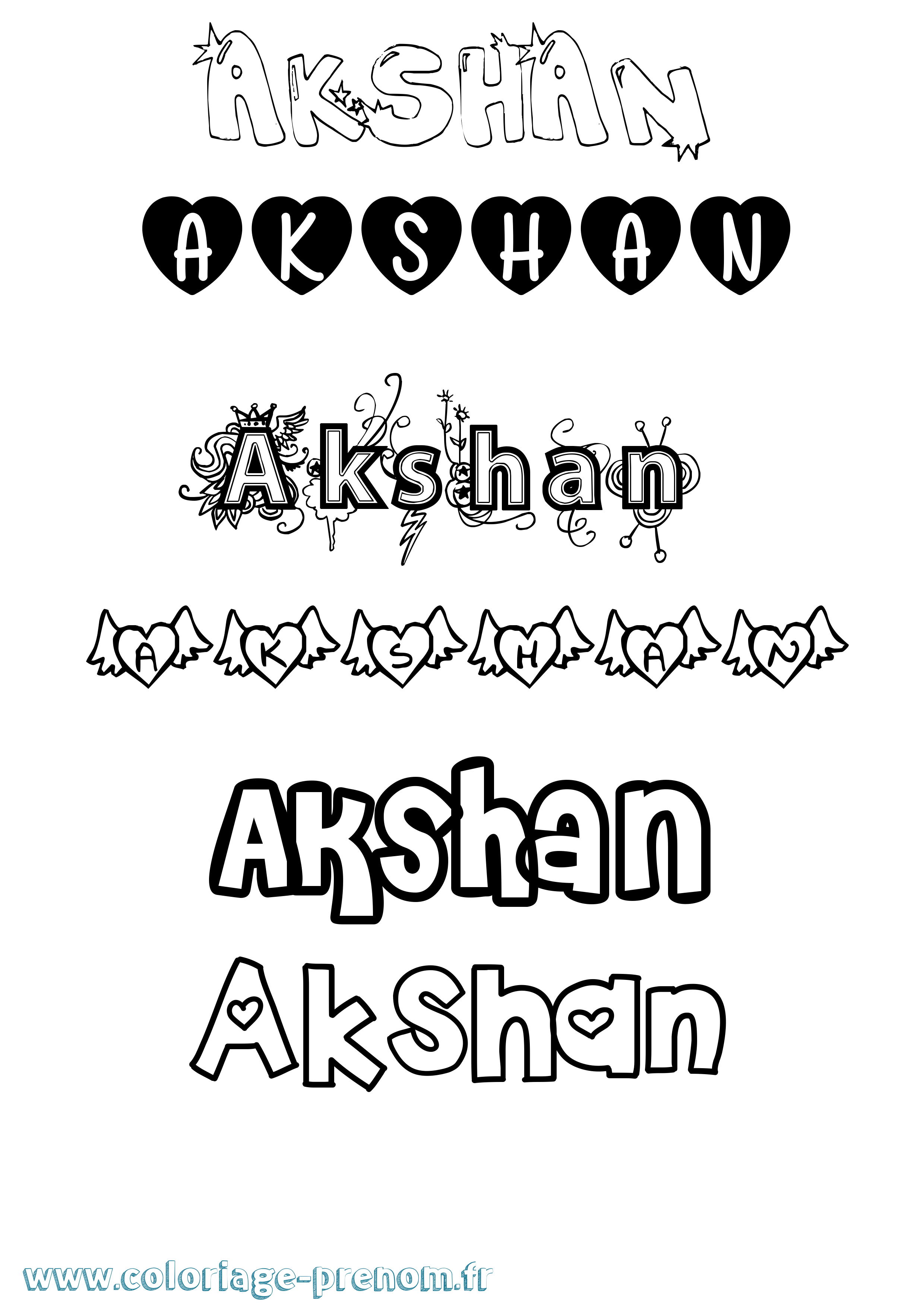 Coloriage prénom Akshan Girly