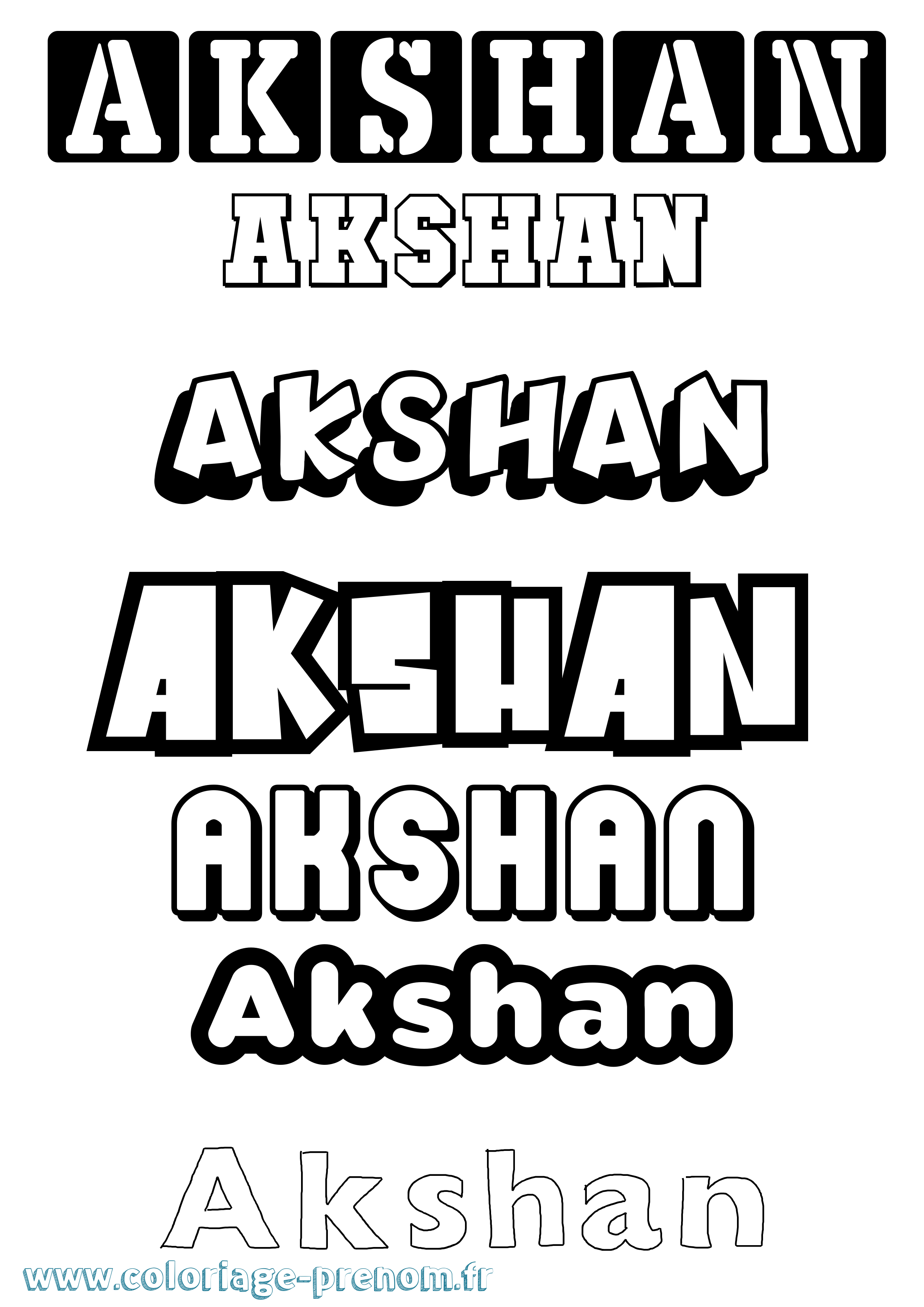 Coloriage prénom Akshan Simple