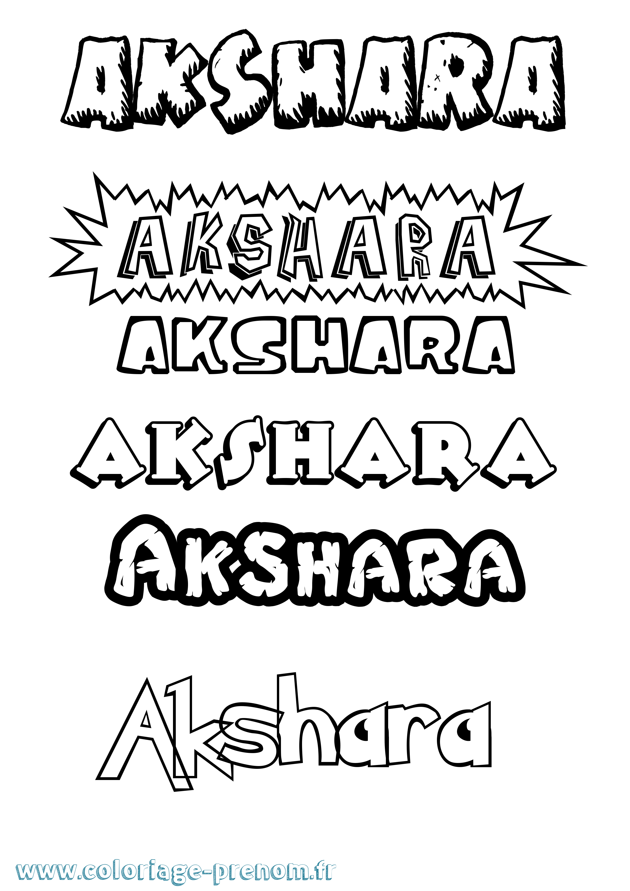 Coloriage prénom Akshara Dessin Animé