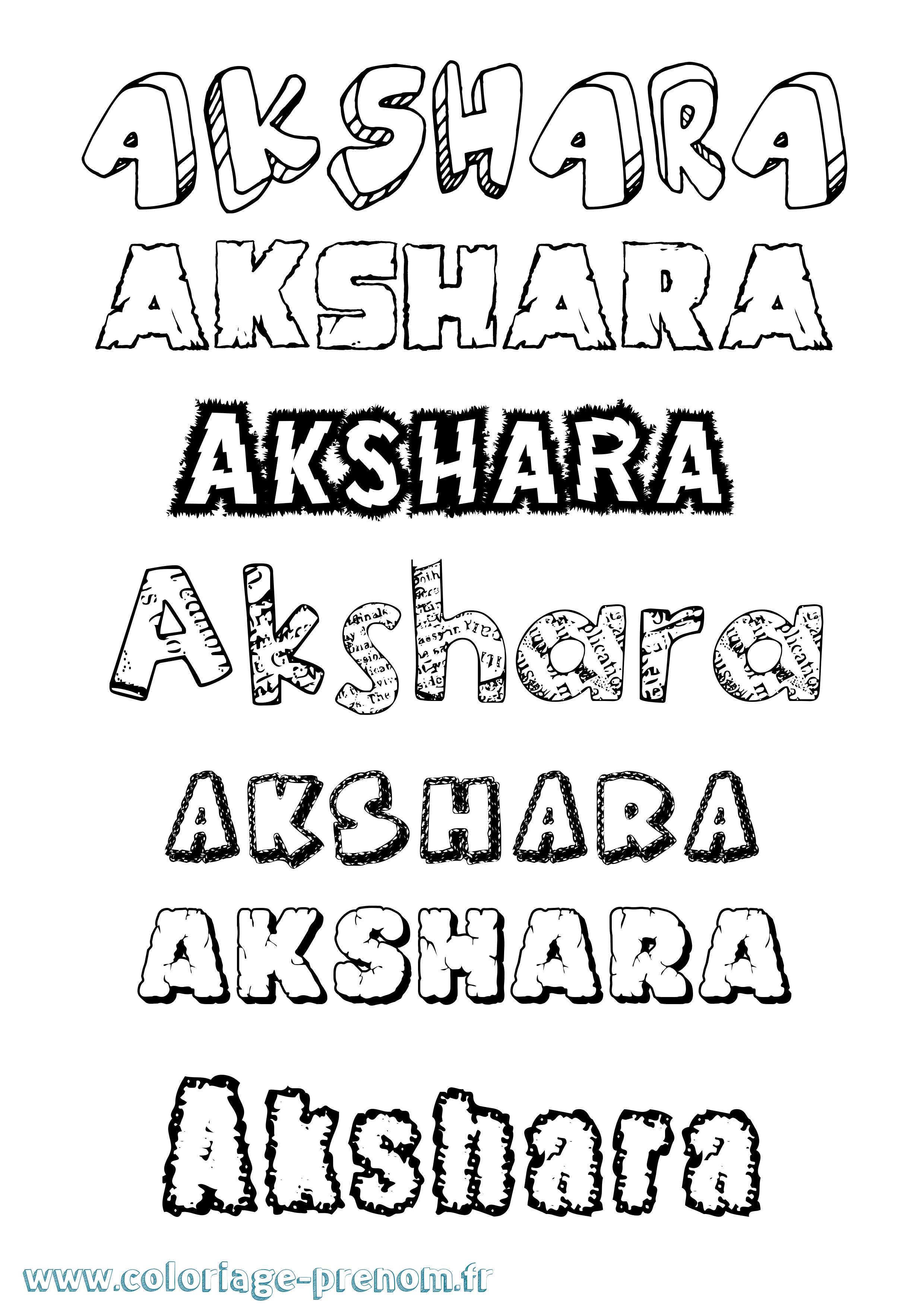 Coloriage prénom Akshara Destructuré