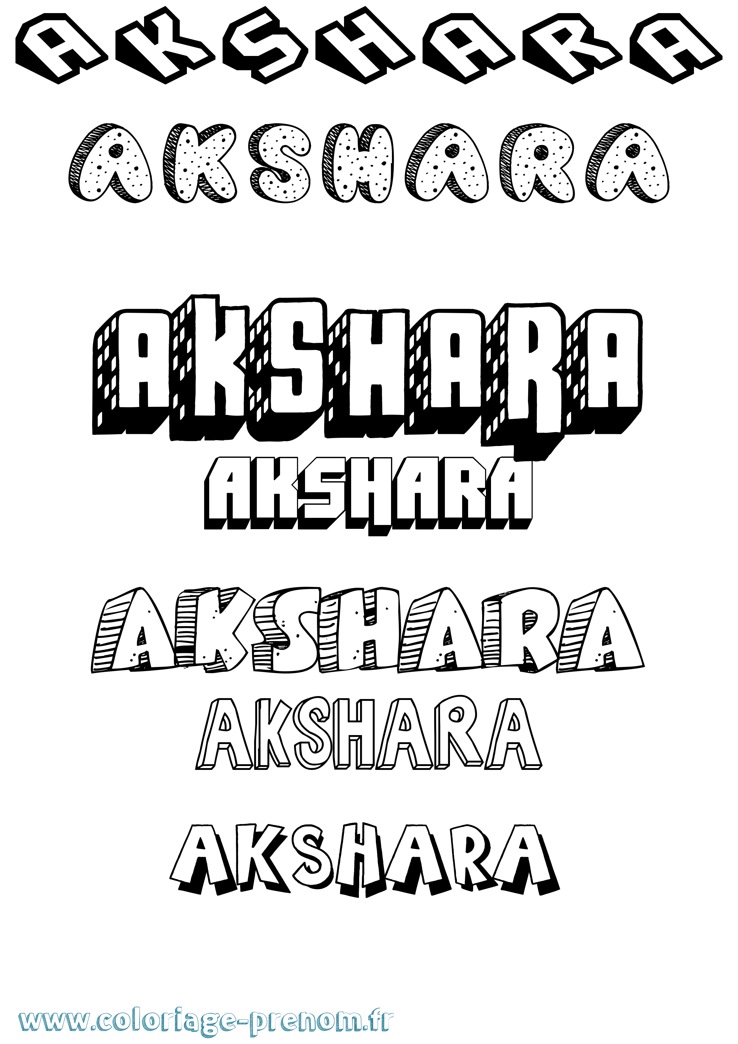 Coloriage prénom Akshara Effet 3D
