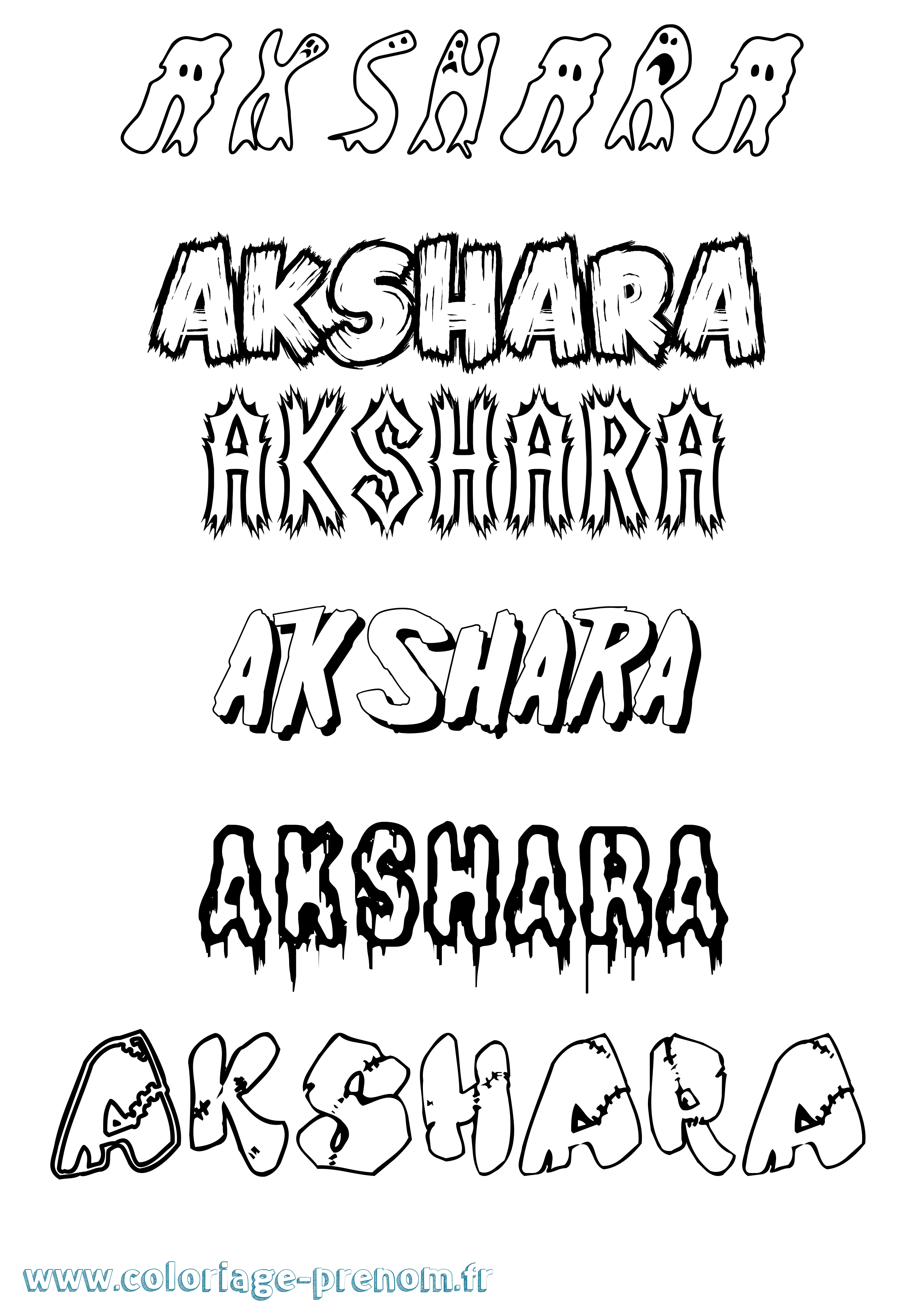 Coloriage prénom Akshara Frisson