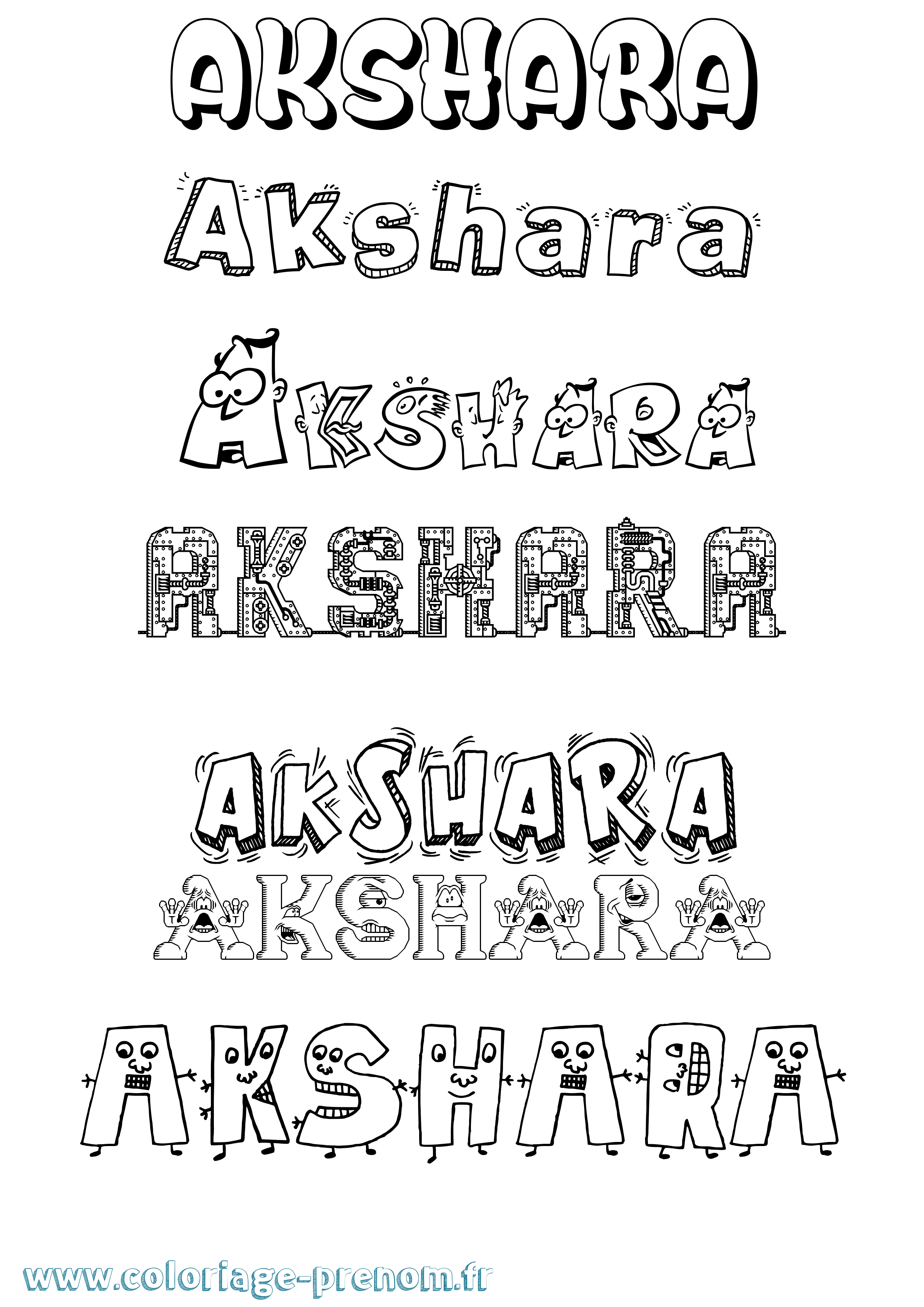Coloriage prénom Akshara Fun