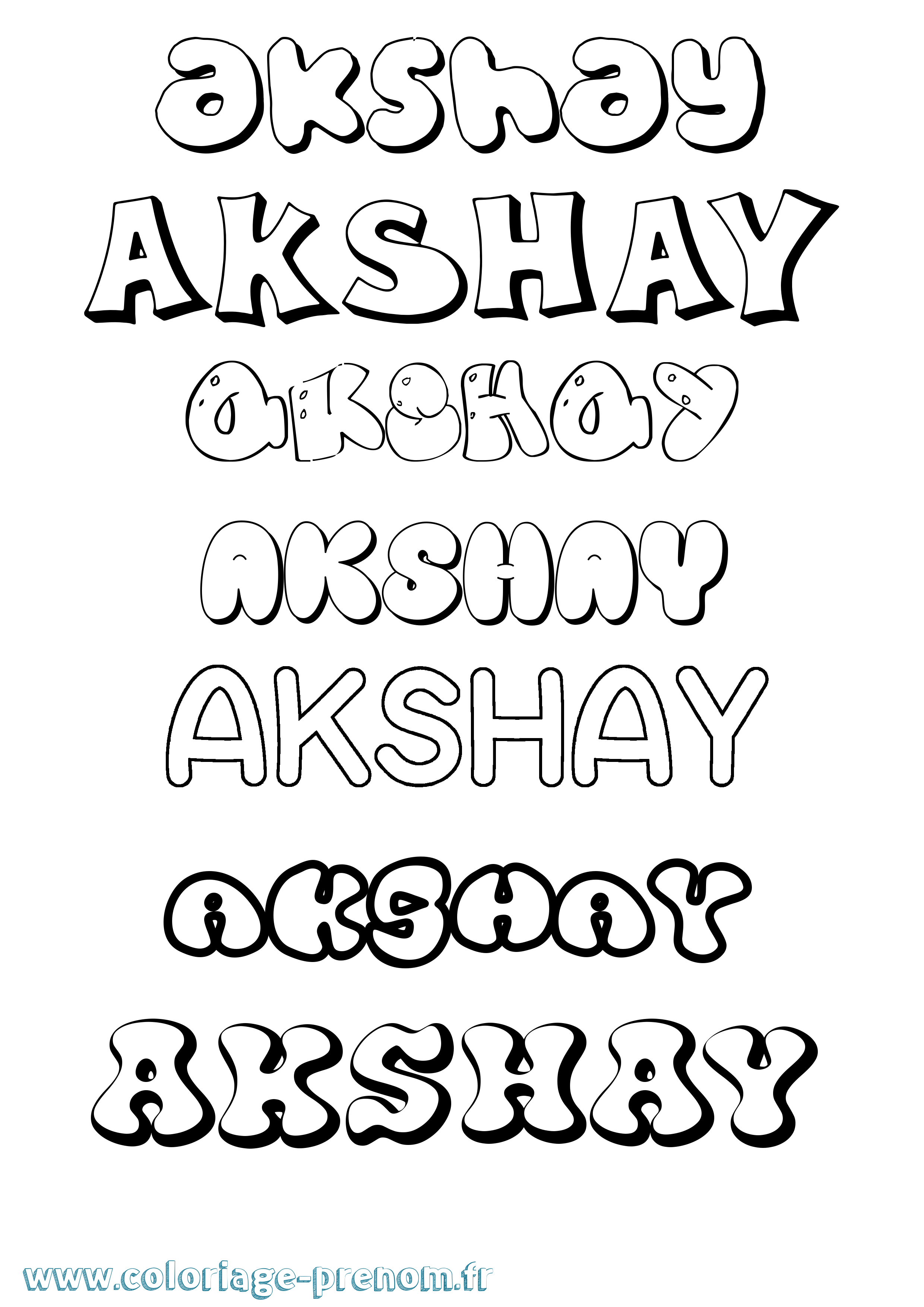 Coloriage prénom Akshay Bubble