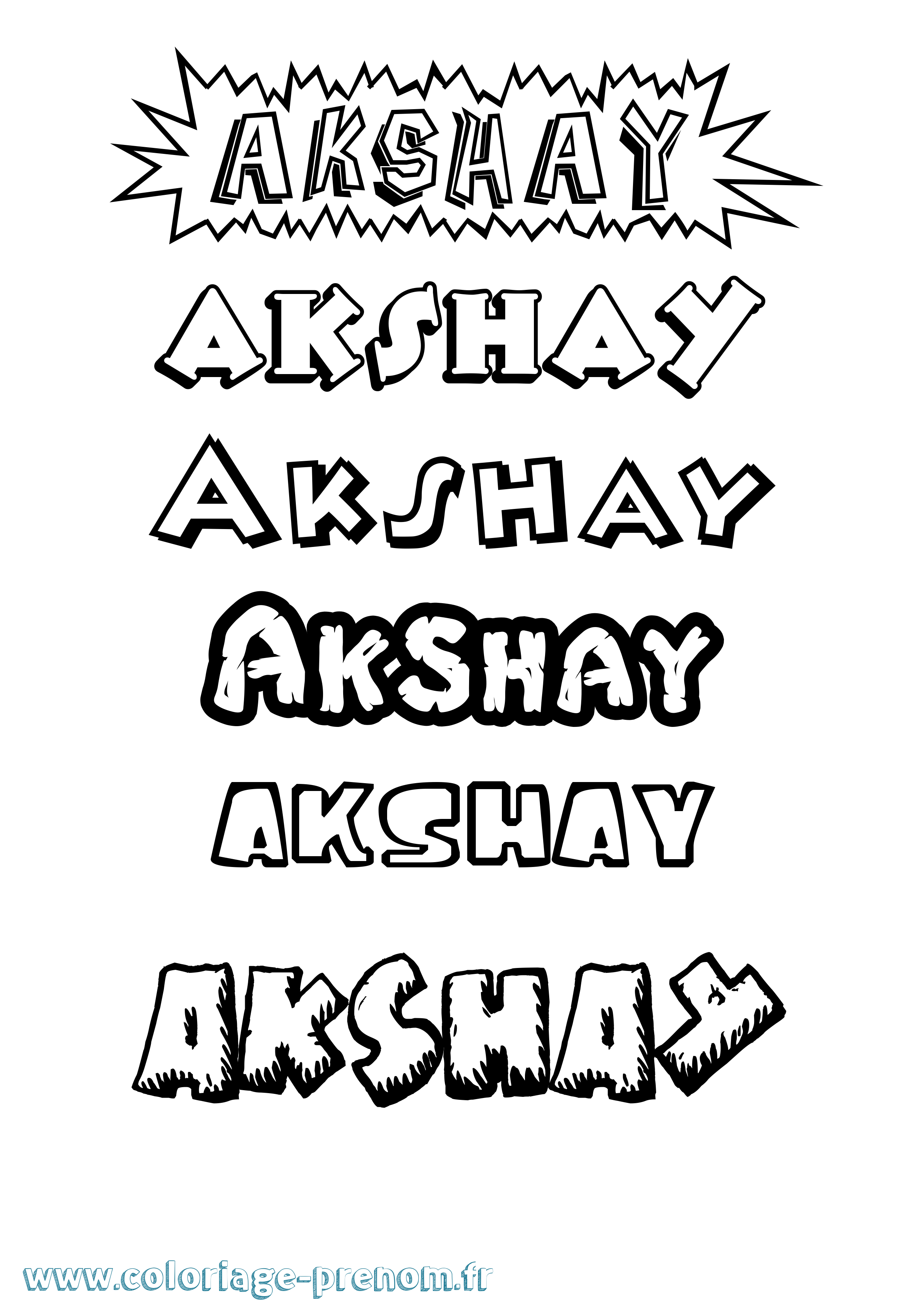Coloriage prénom Akshay Dessin Animé