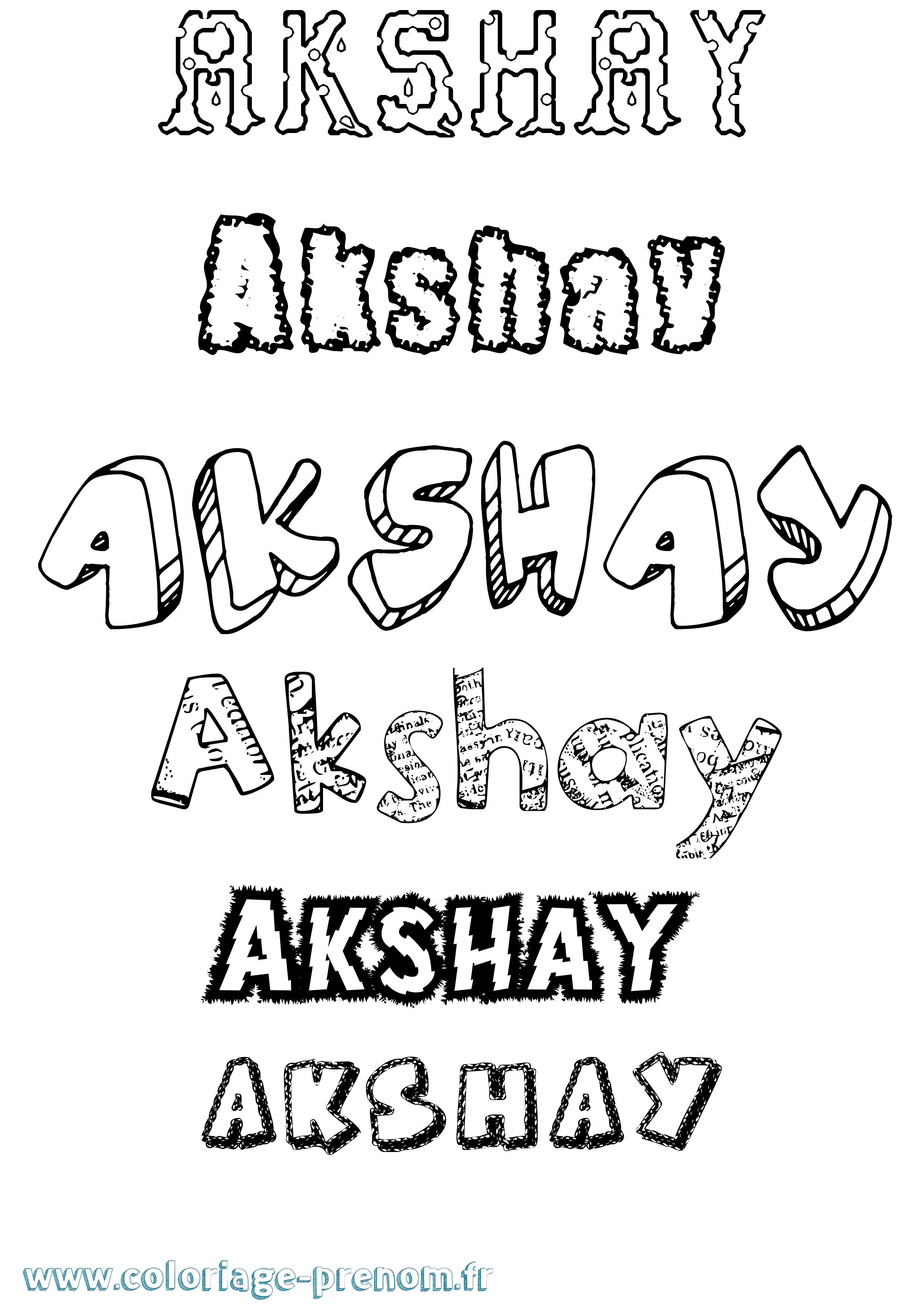 Coloriage prénom Akshay Destructuré