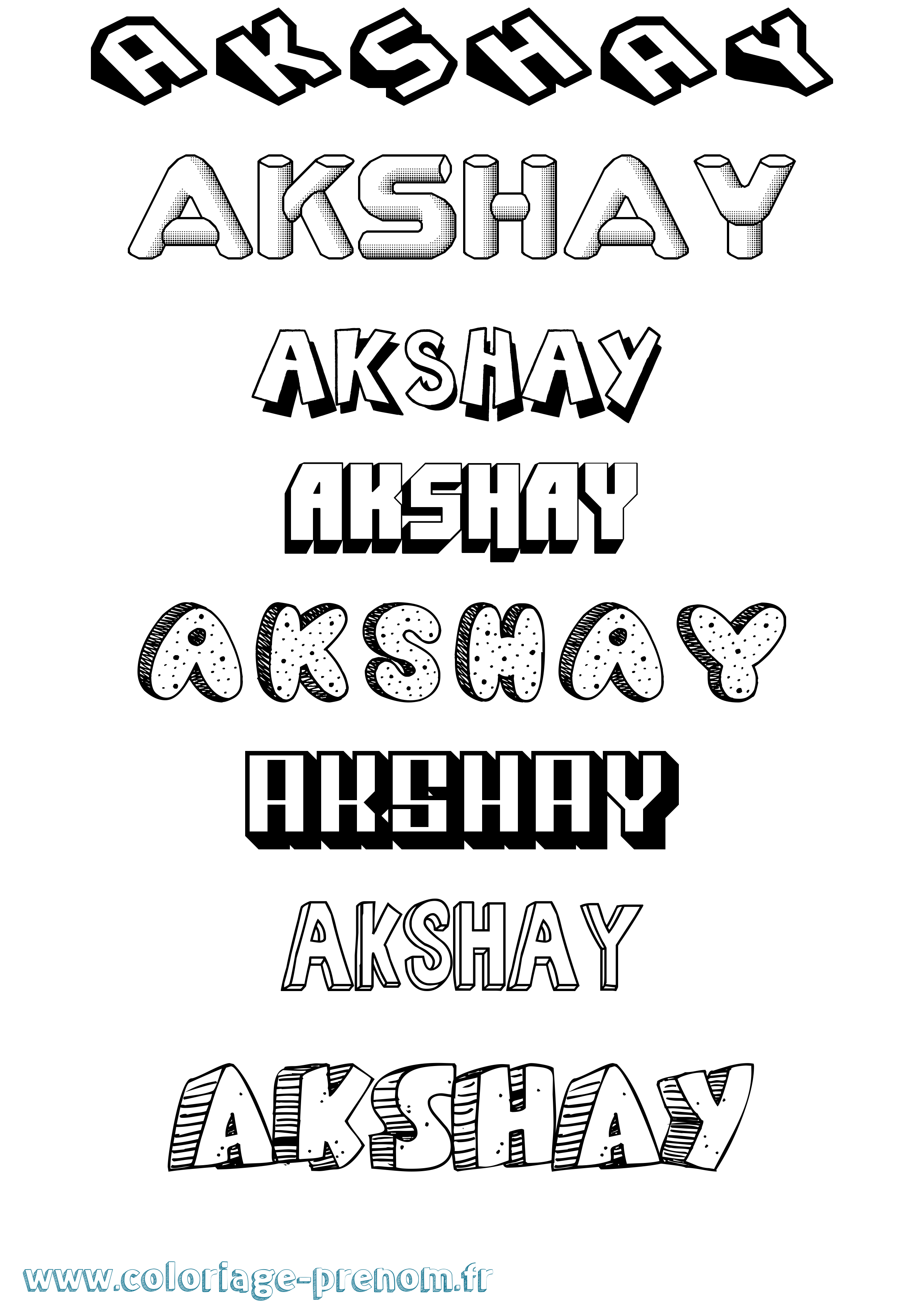 Coloriage prénom Akshay Effet 3D