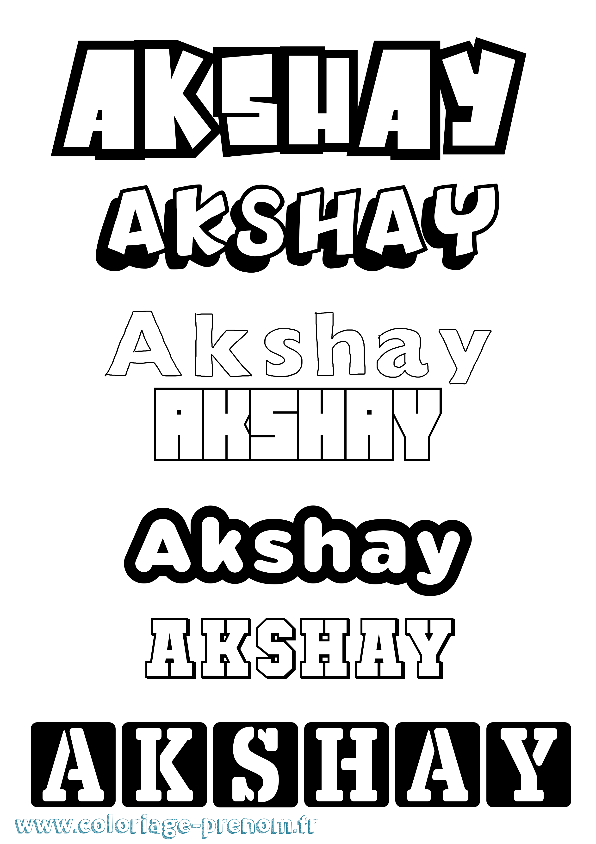 Coloriage prénom Akshay Simple