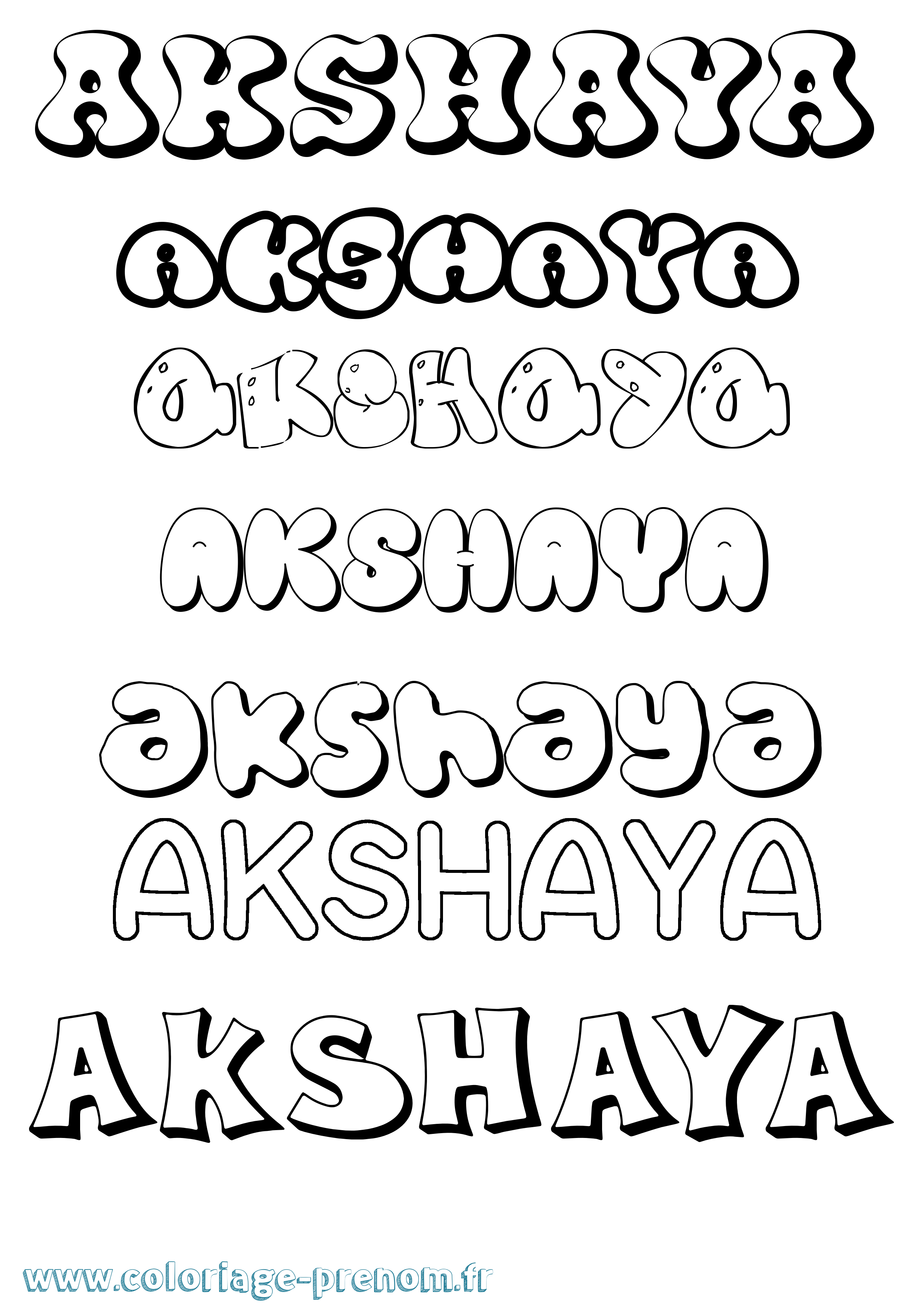 Coloriage prénom Akshaya Bubble