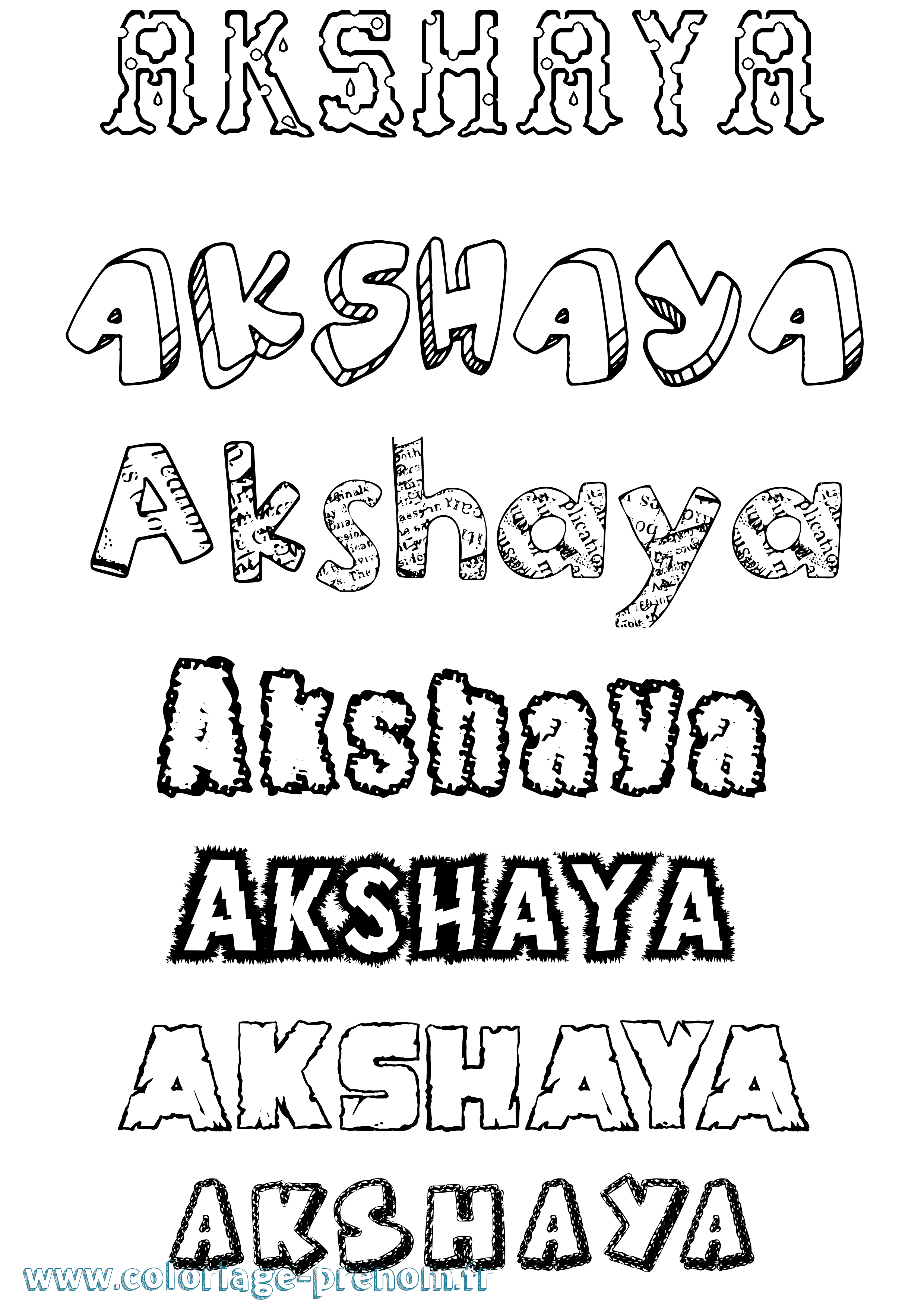 Coloriage prénom Akshaya Destructuré