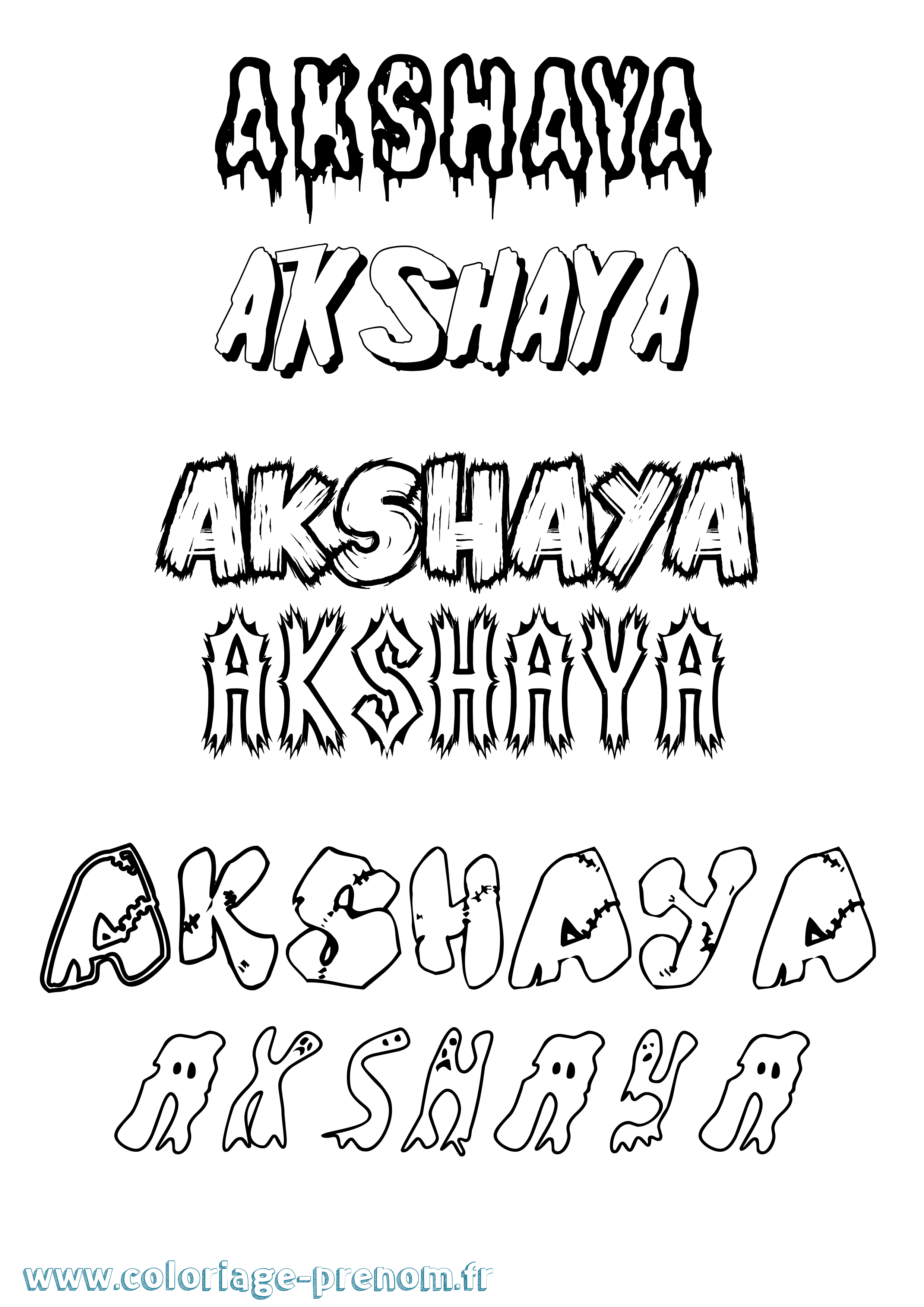 Coloriage prénom Akshaya Frisson