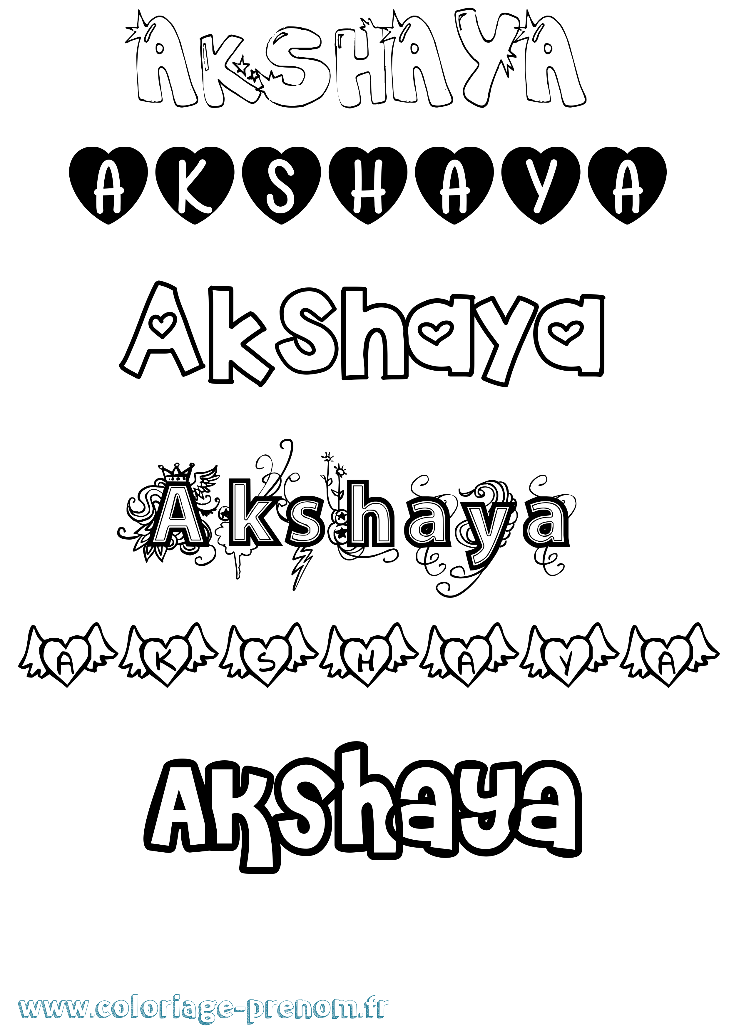 Coloriage prénom Akshaya Girly