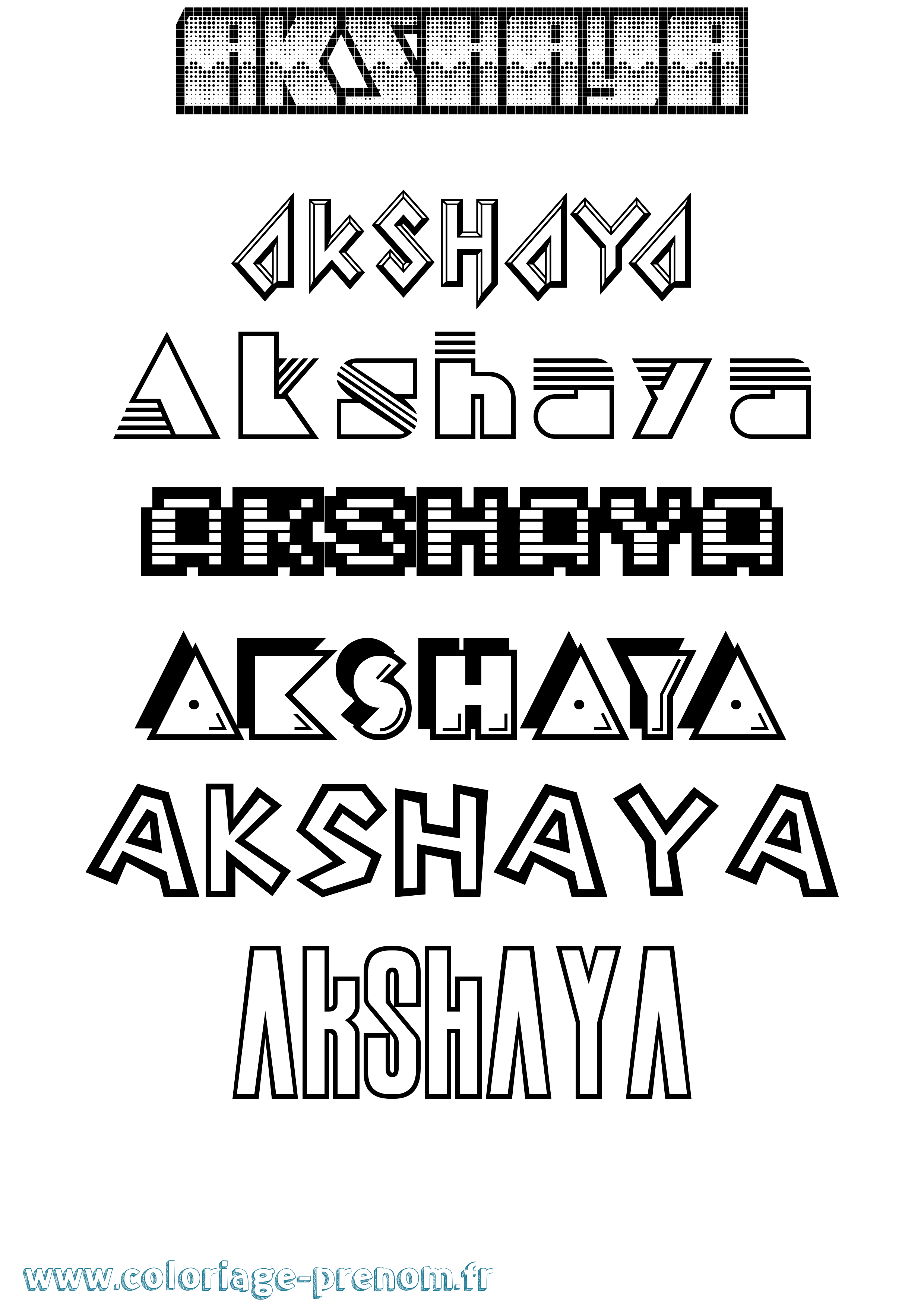 Coloriage prénom Akshaya Jeux Vidéos