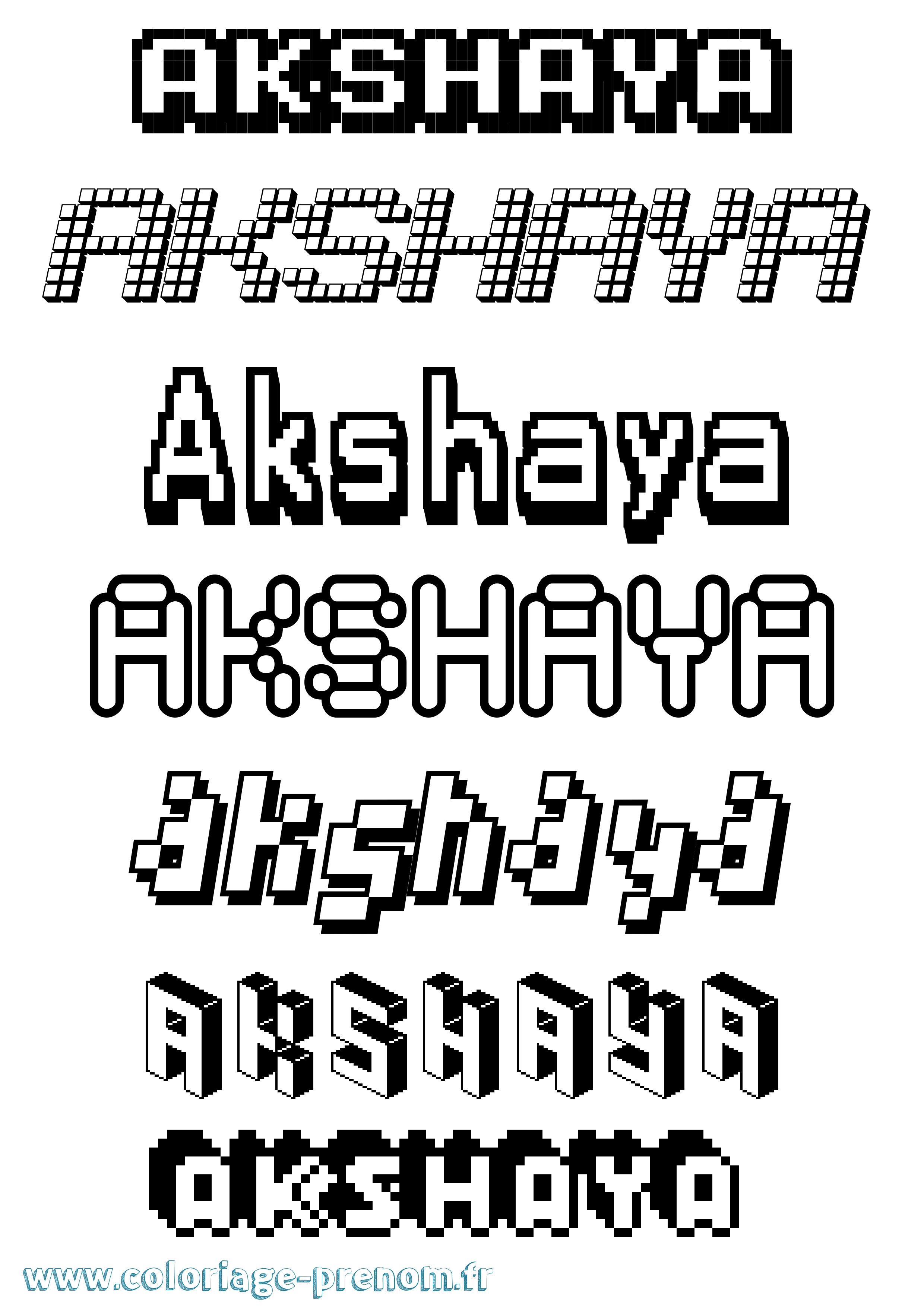Coloriage prénom Akshaya Pixel