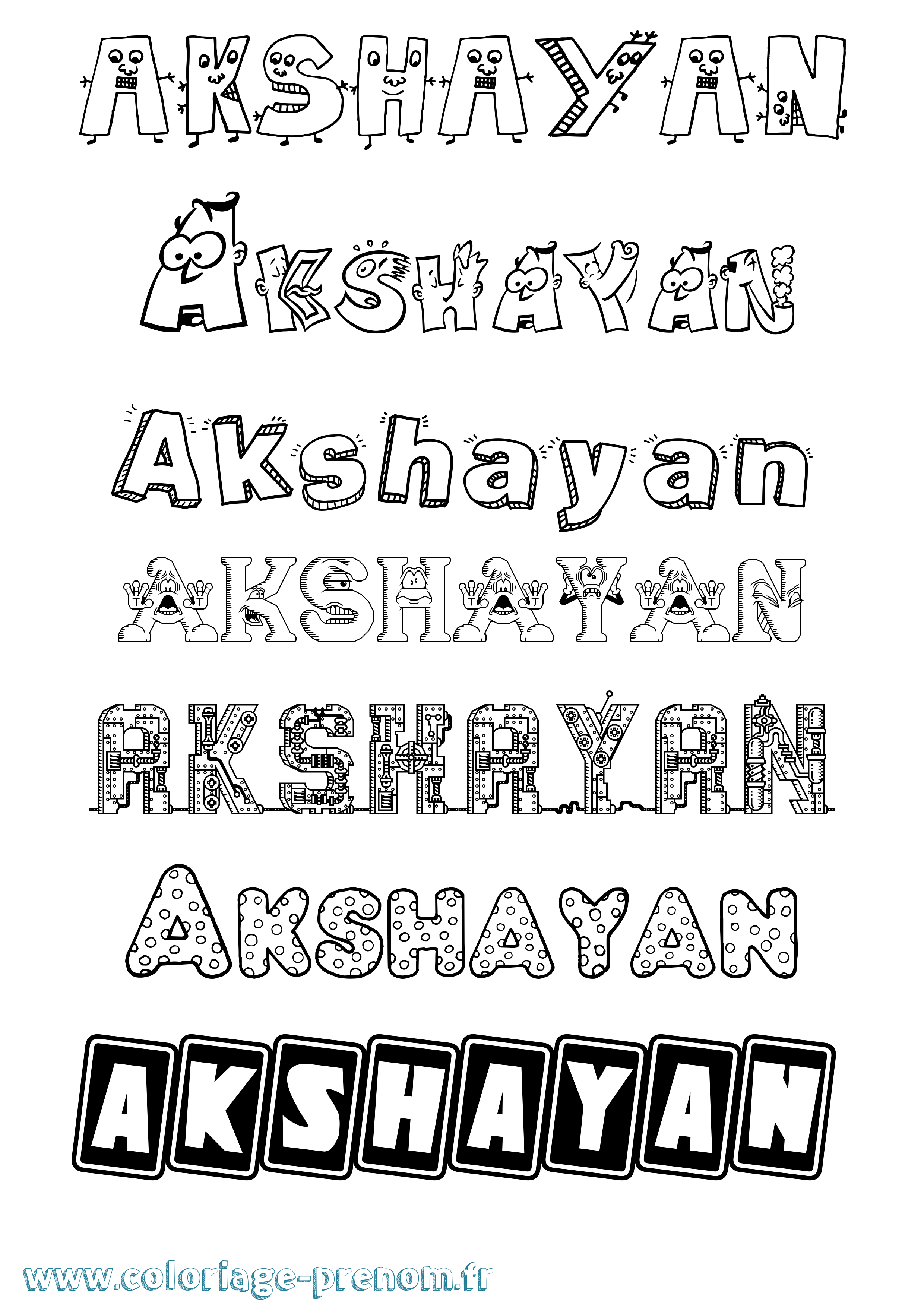 Coloriage prénom Akshayan Fun
