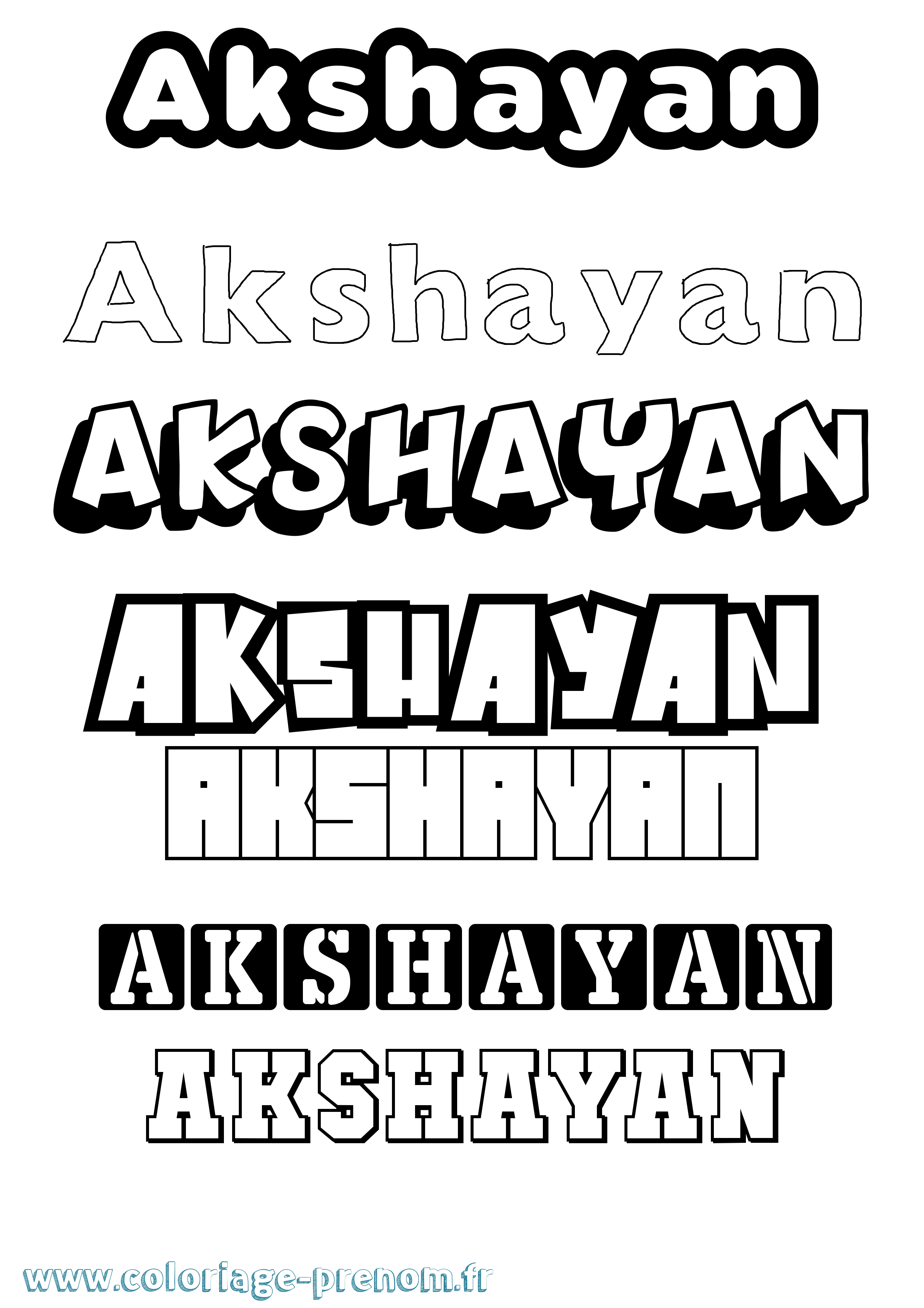 Coloriage prénom Akshayan Simple