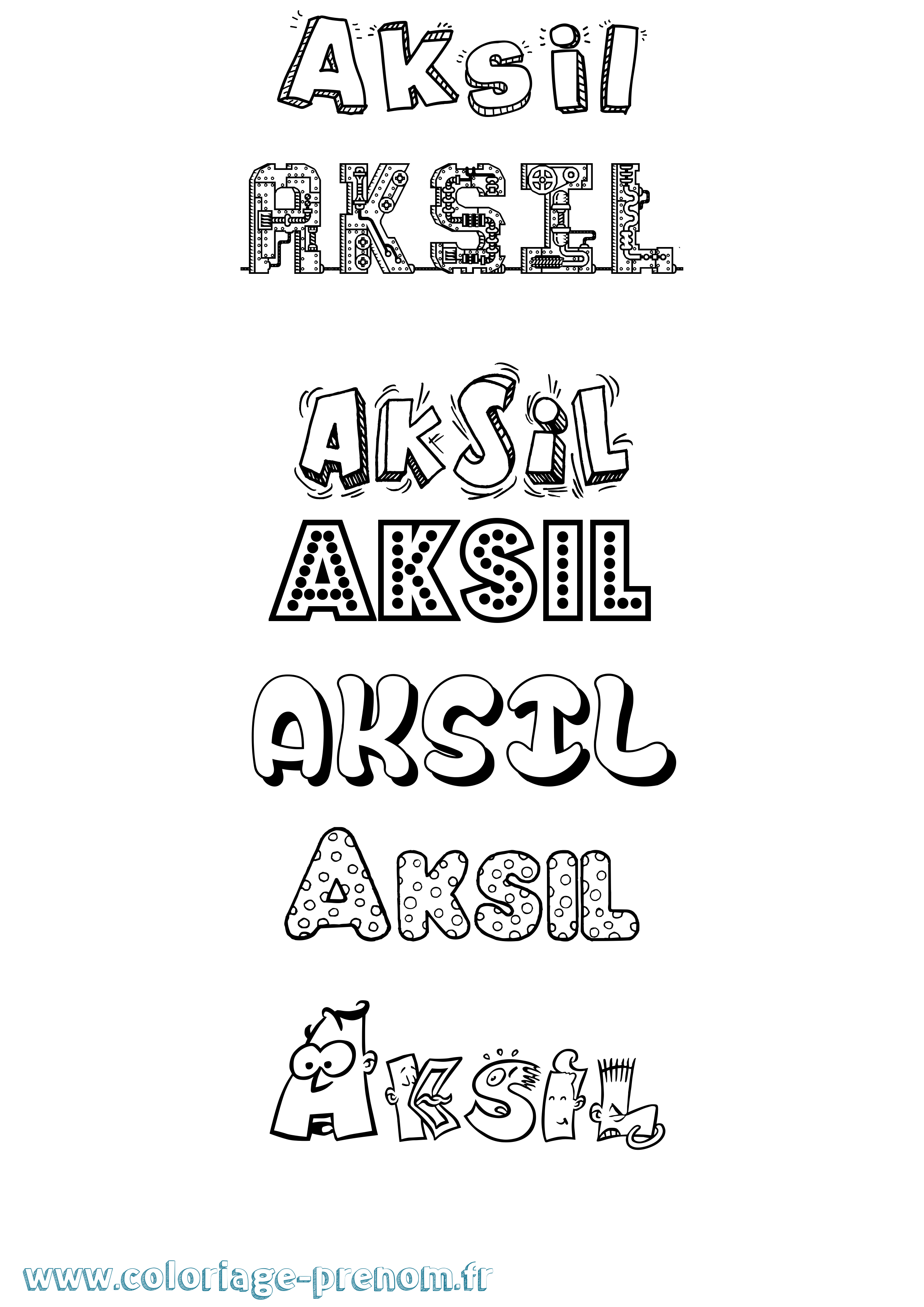 Coloriage prénom Aksil