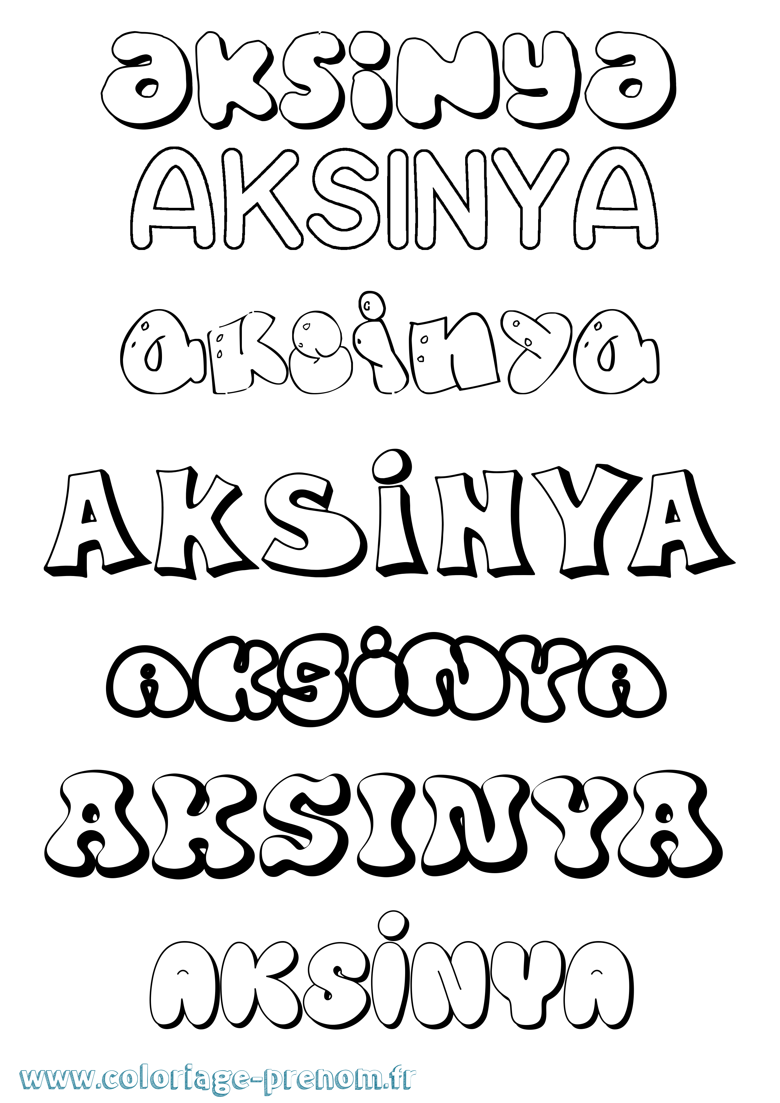 Coloriage Aksinya Bubble Coloriage prénom Aksinya Bubble