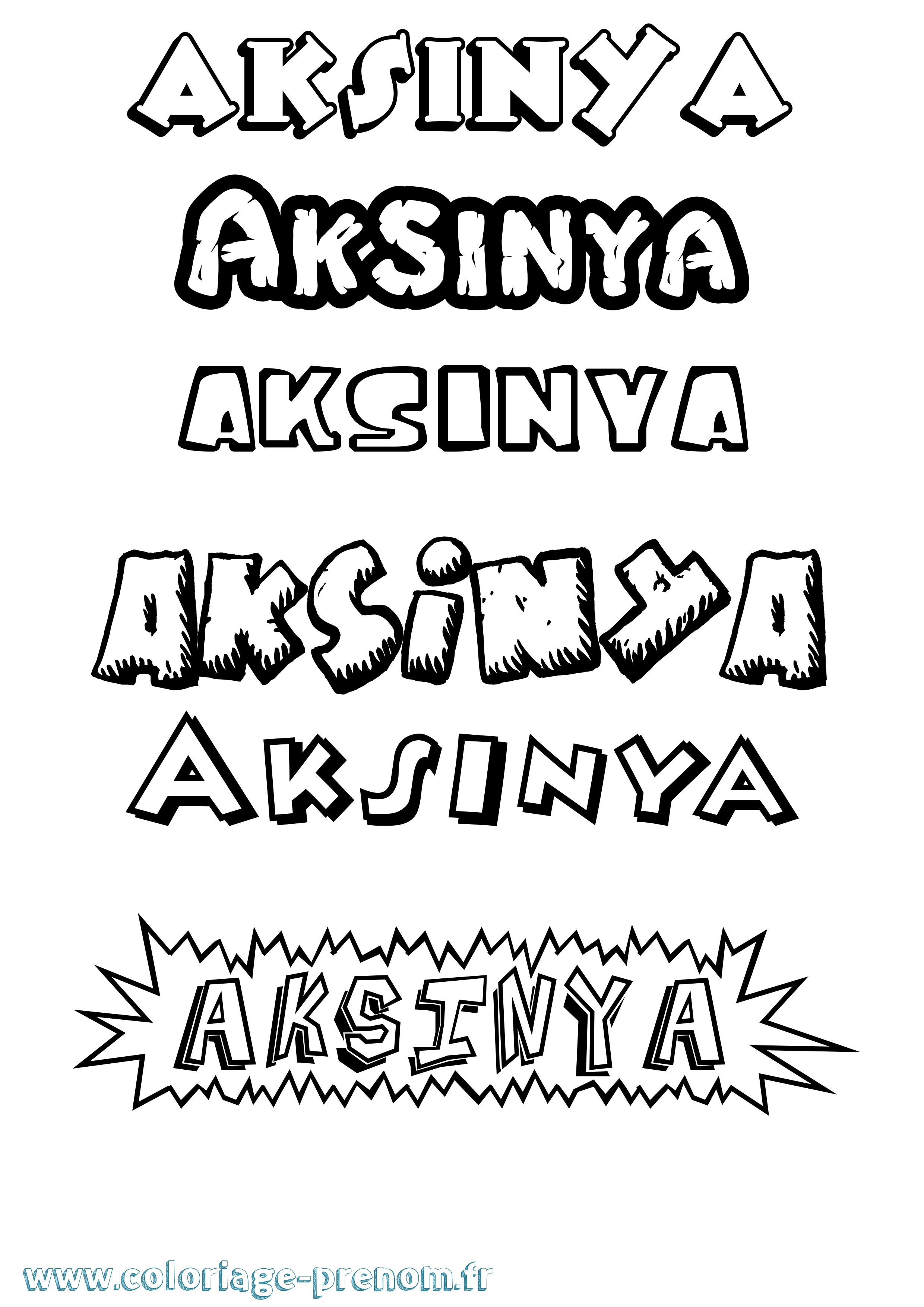 Coloriage prénom Aksinya Dessin Animé