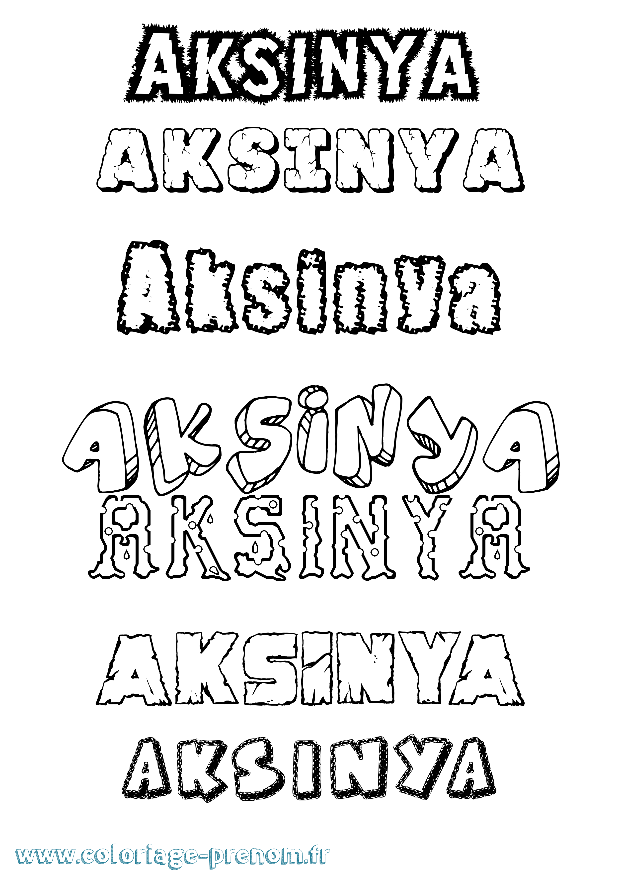 Coloriage prénom Aksinya Destructuré
