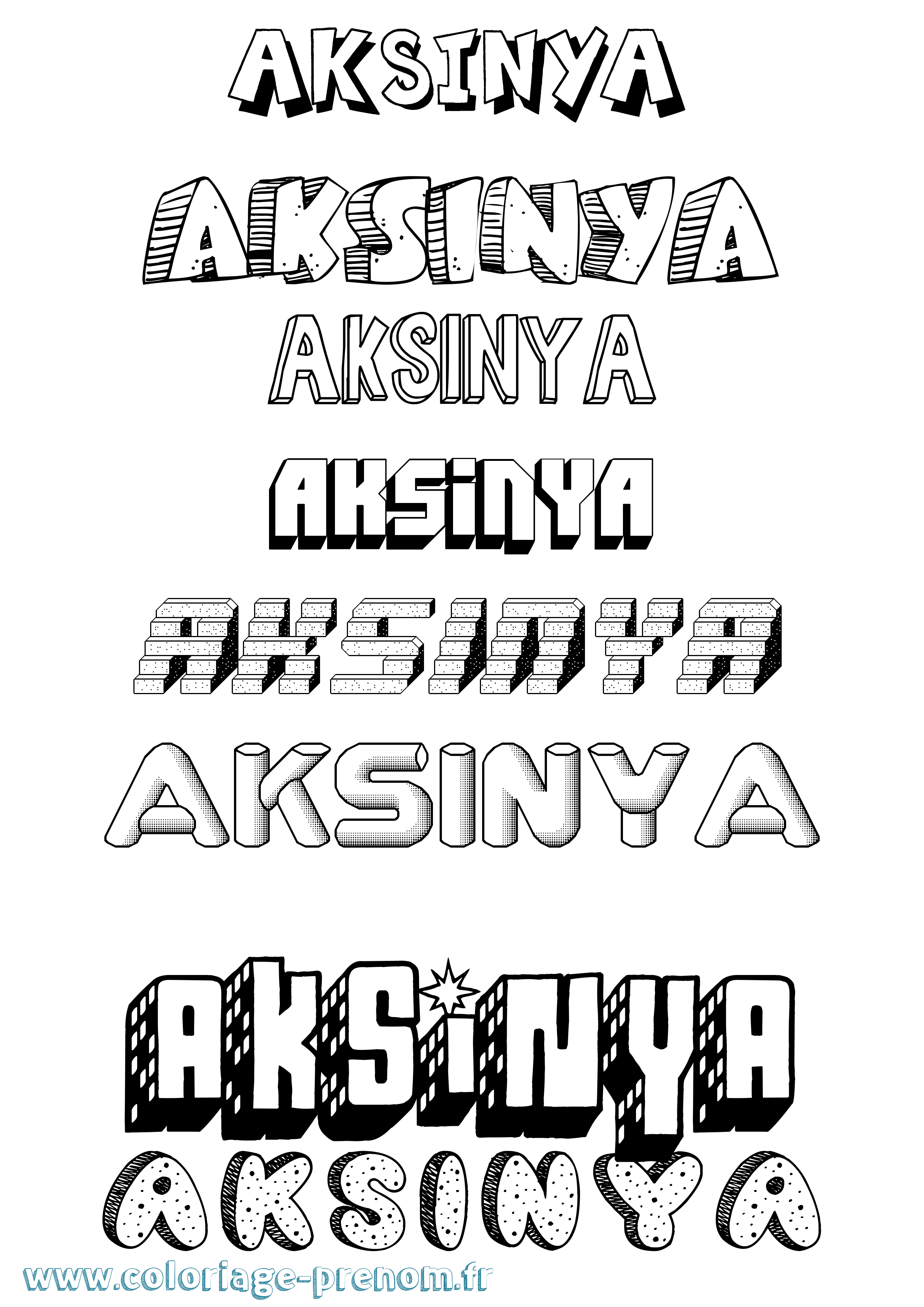 Coloriage Aksinya Effet 3D Coloriage prénom Aksinya Effet 3D