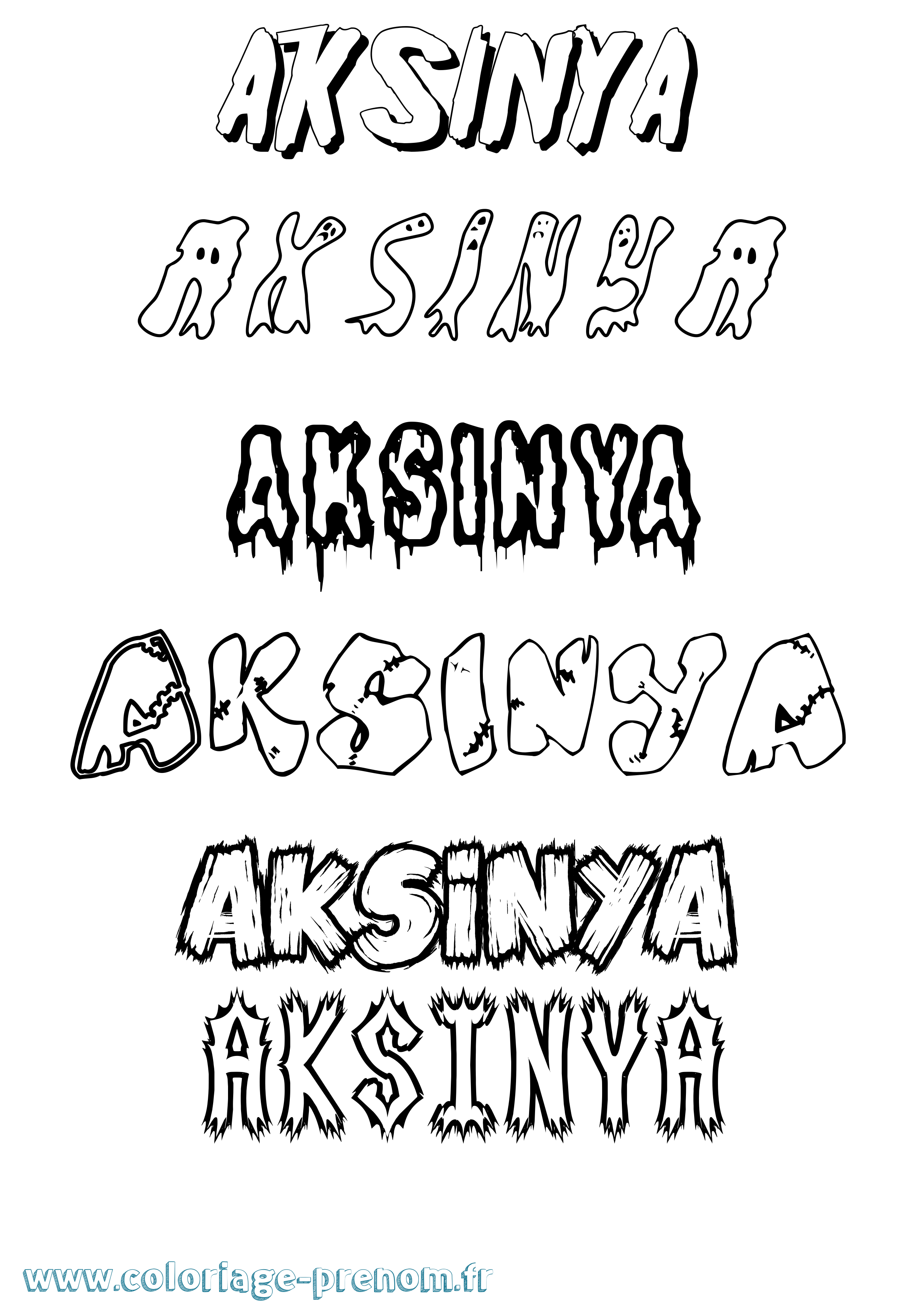 Coloriage Aksinya Frisson Coloriage prénom Aksinya Frisson