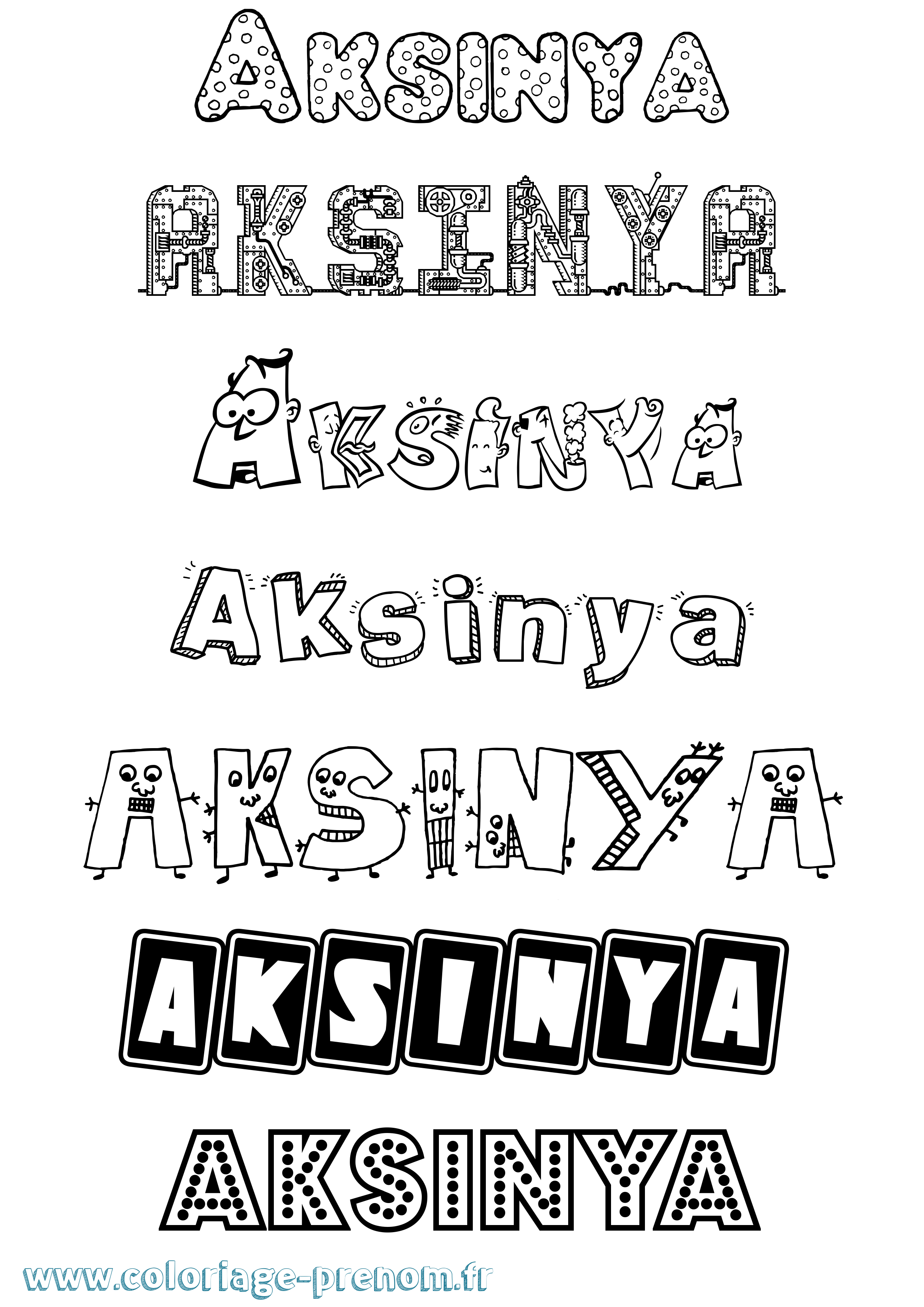 Coloriage prénom Aksinya Fun