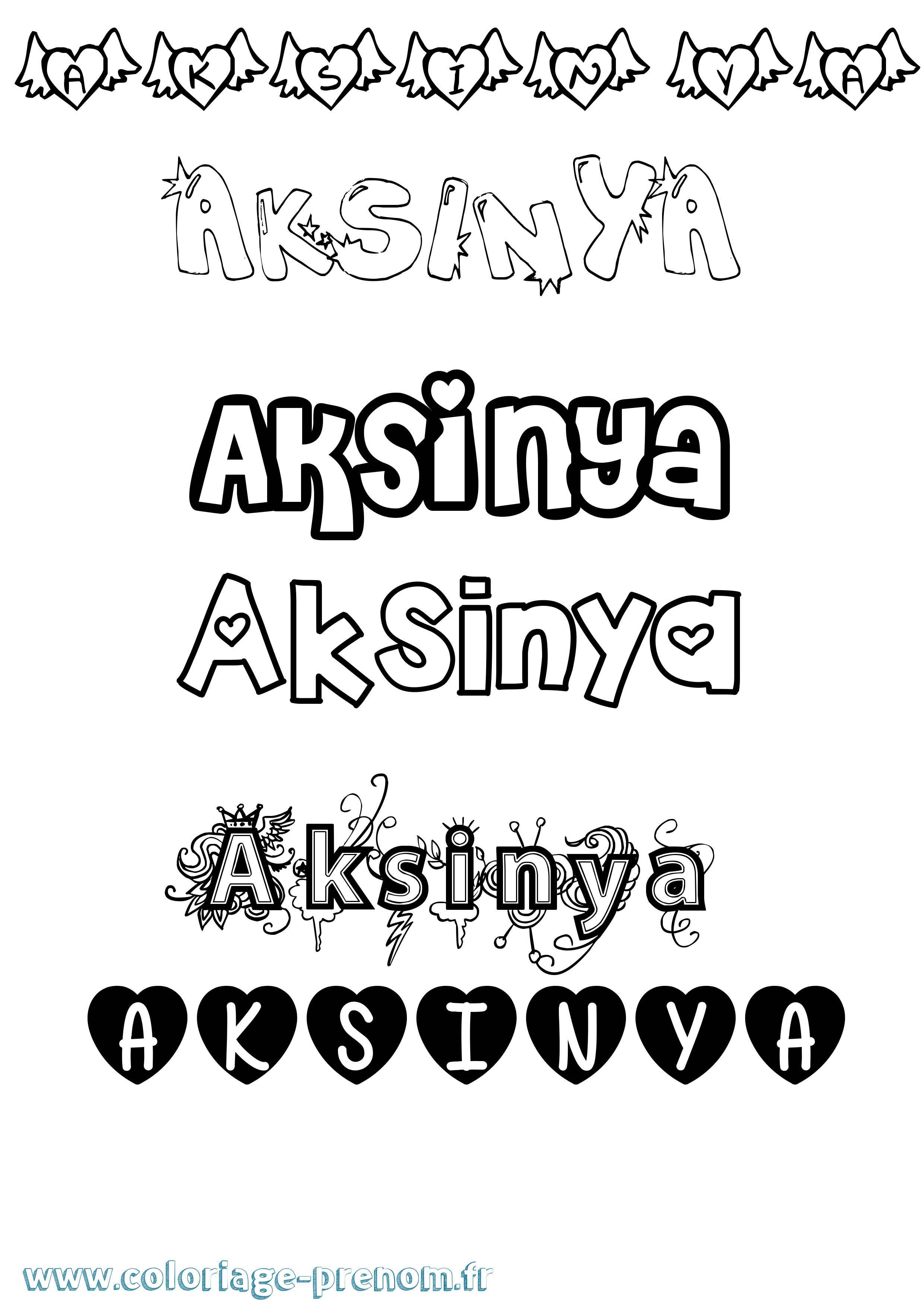 Coloriage prénom Aksinya Girly